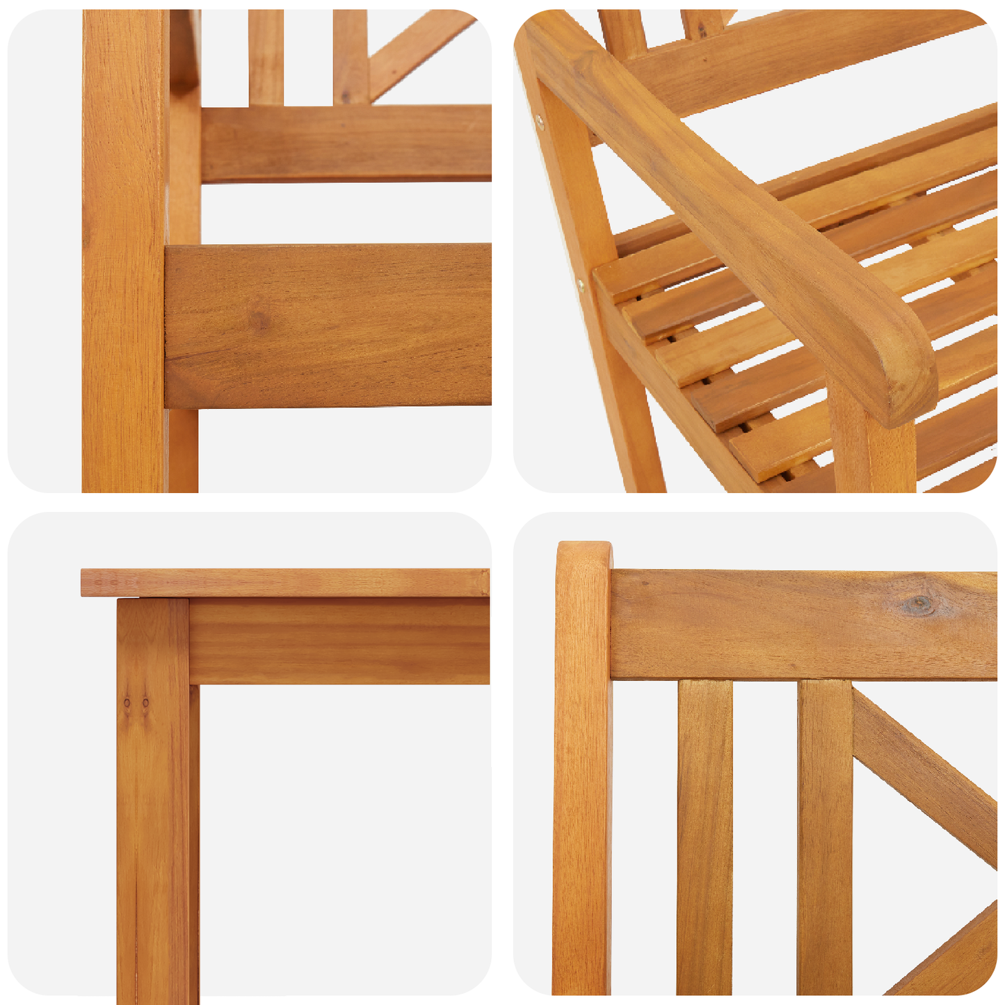 3 Piece Garden Dining Set Solid Wood Acacia