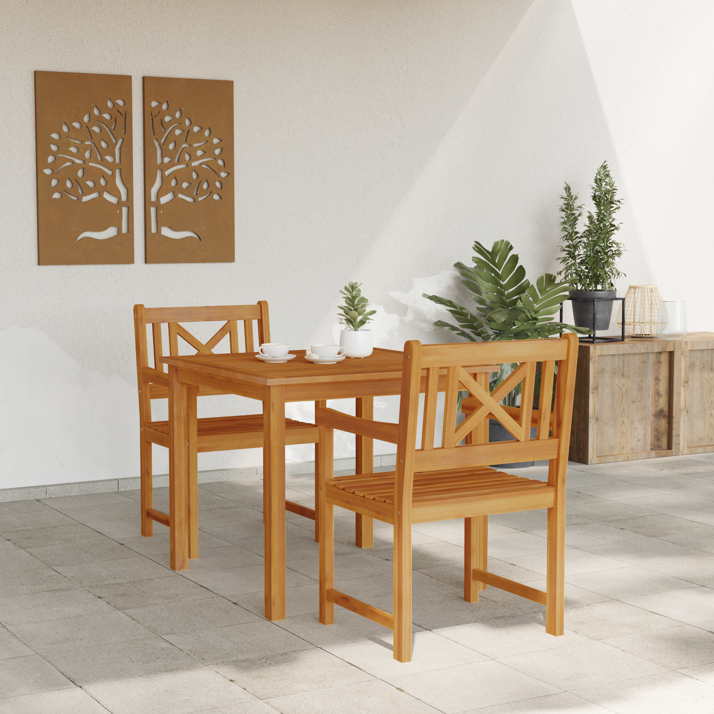 3 Piece Garden Dining Set Solid Wood Acacia