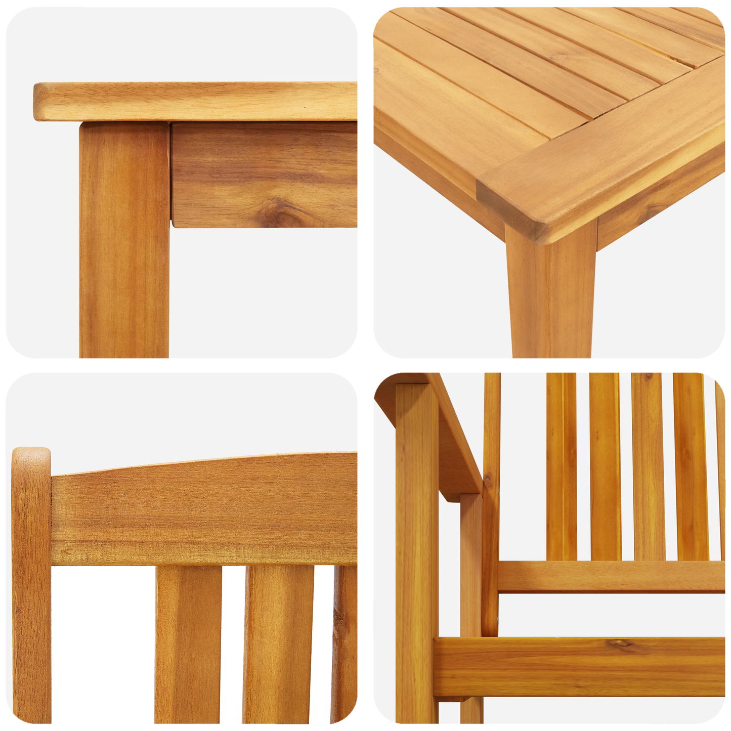 3-Piece Garden Dining Set - Solid Acacia Wood