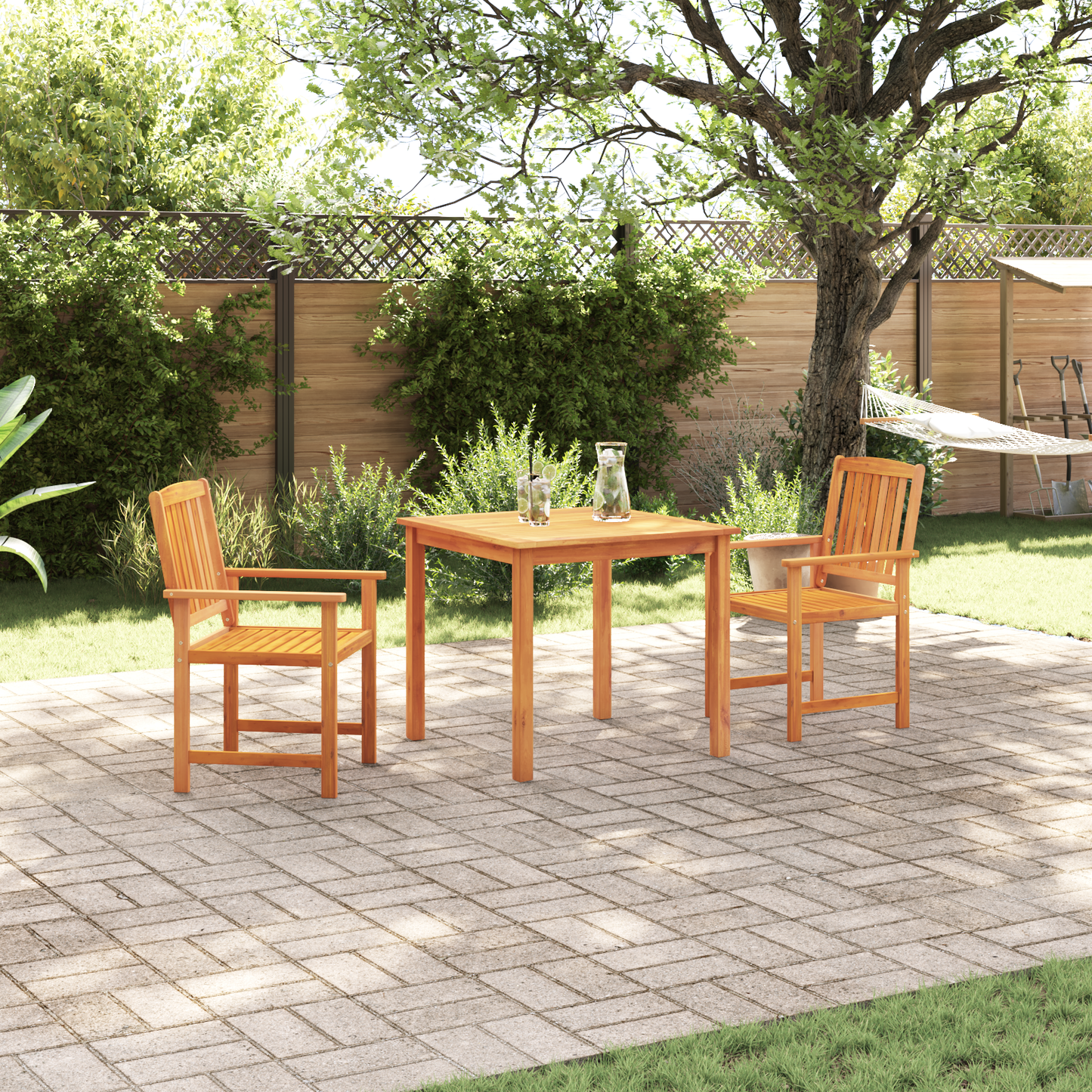 3-Piece Garden Dining Set - Solid Acacia Wood