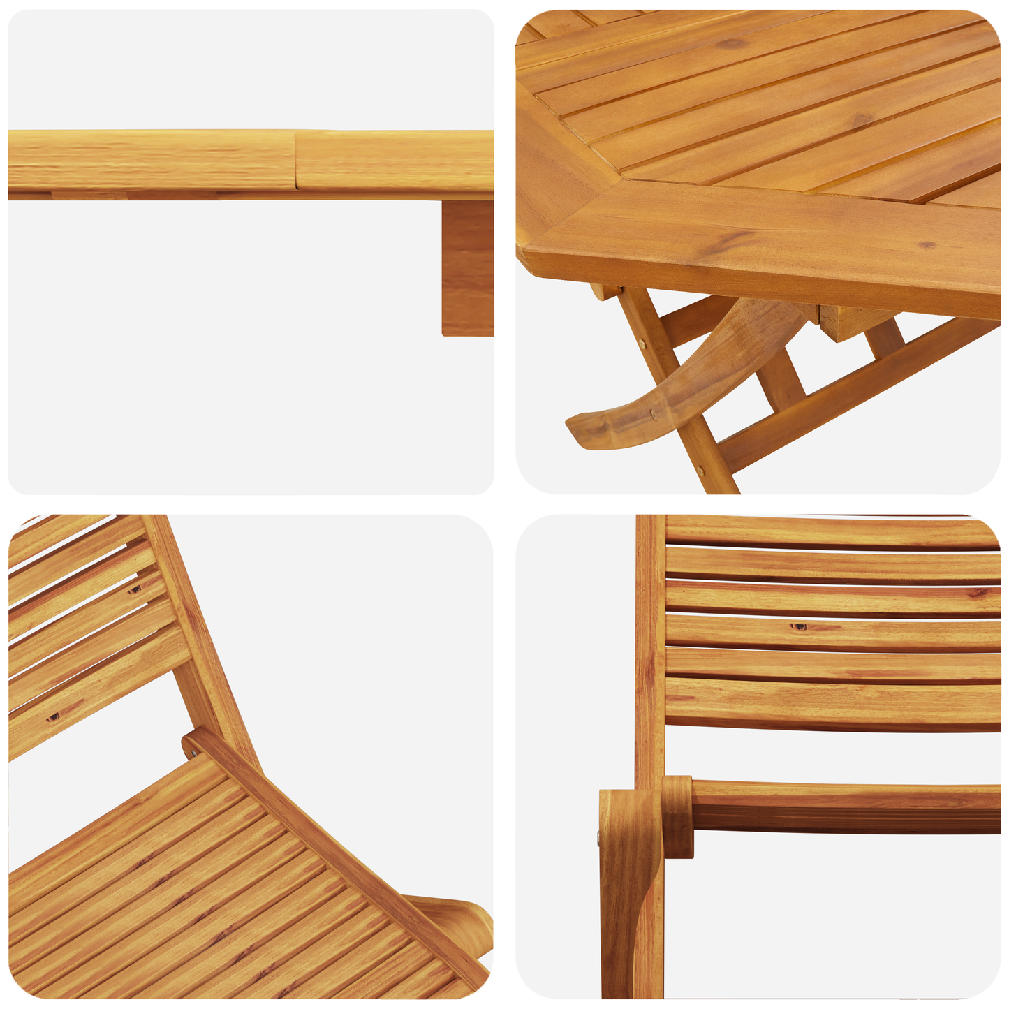 3 Piece Folding Bistro Set Solid Wood Acacia