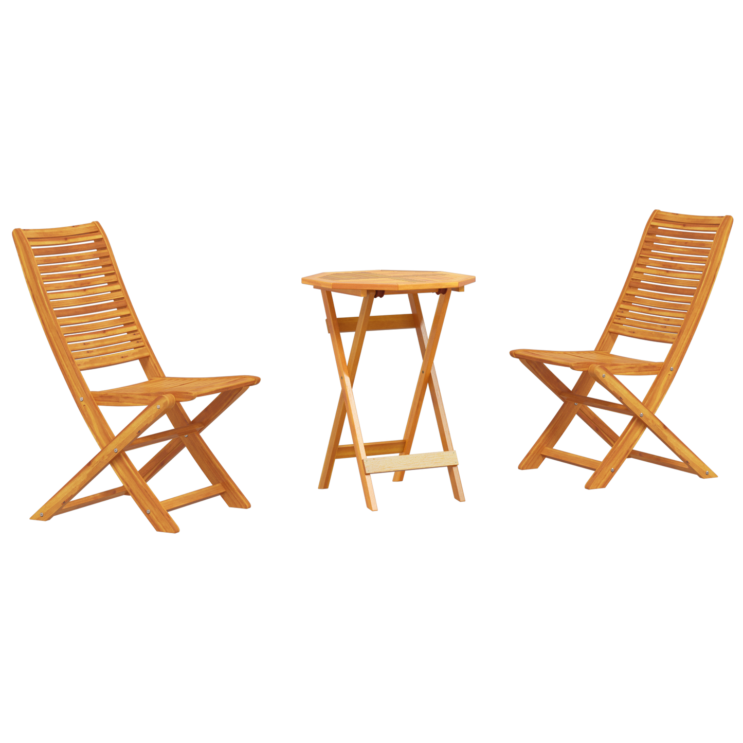 3 Piece Folding Bistro Set Solid Wood Acacia