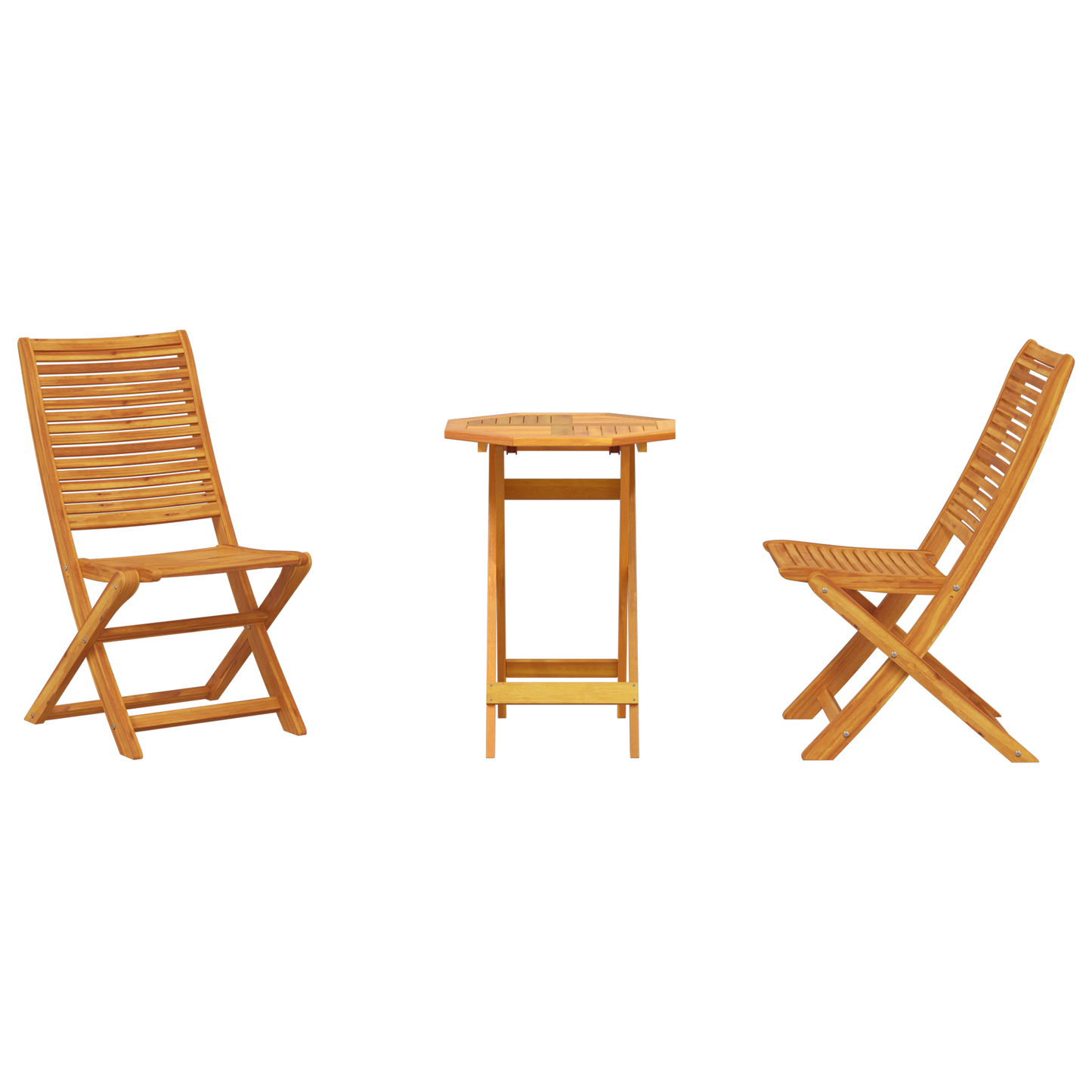 3 Piece Folding Bistro Set Solid Wood Acacia
