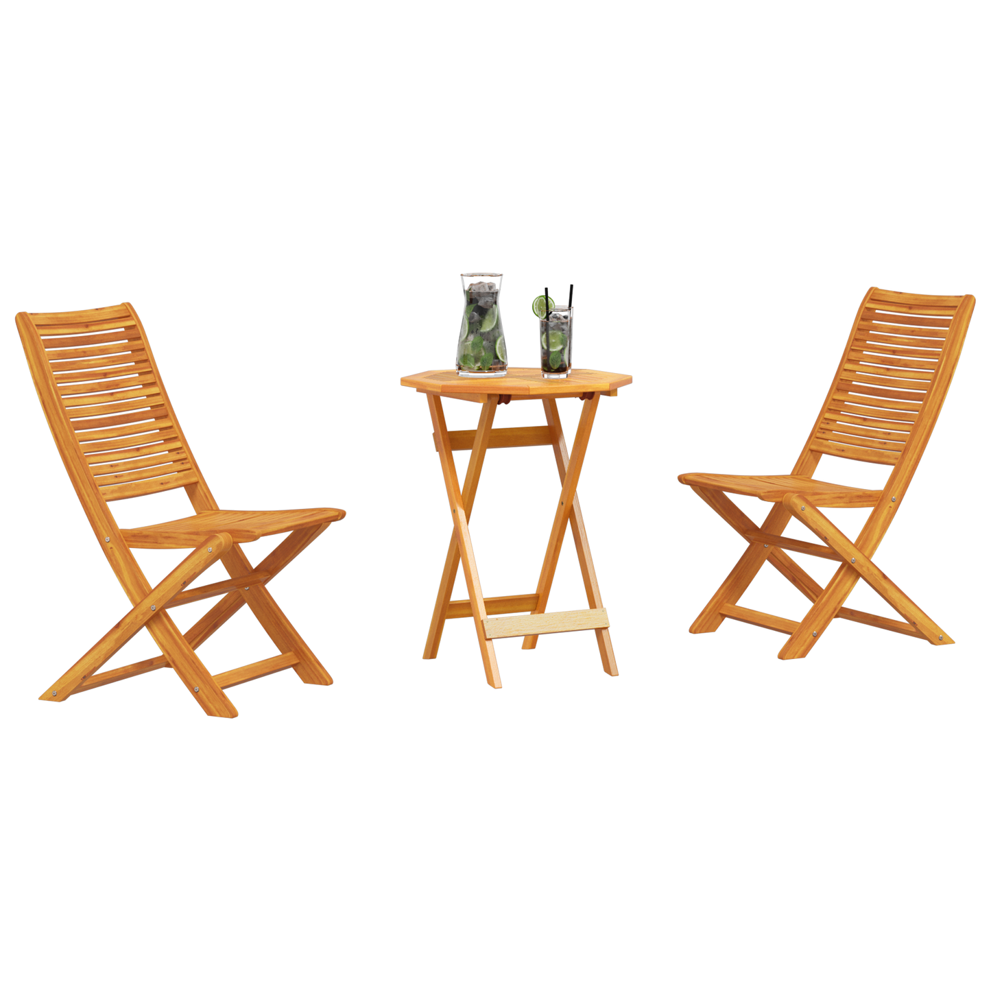 3 Piece Folding Bistro Set Solid Wood Acacia
