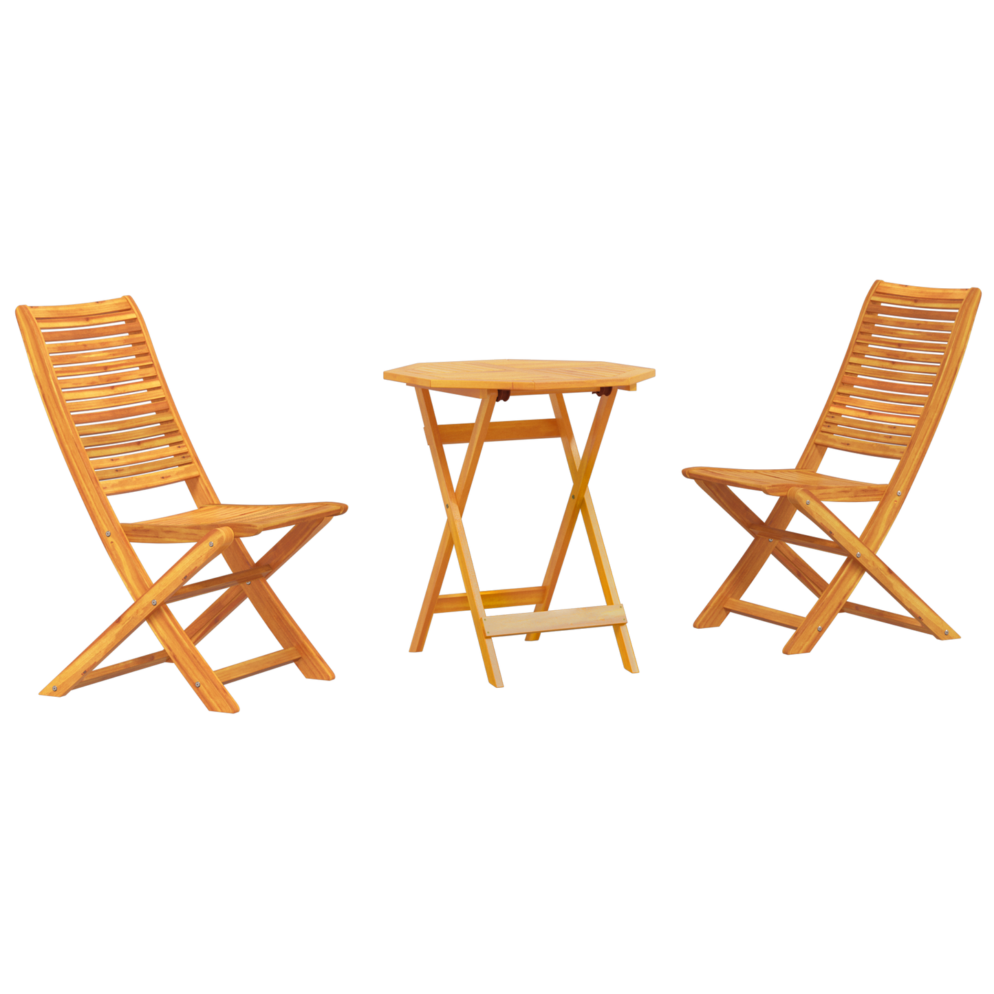 3 Piece Folding Bistro Set Solid Wood Acacia