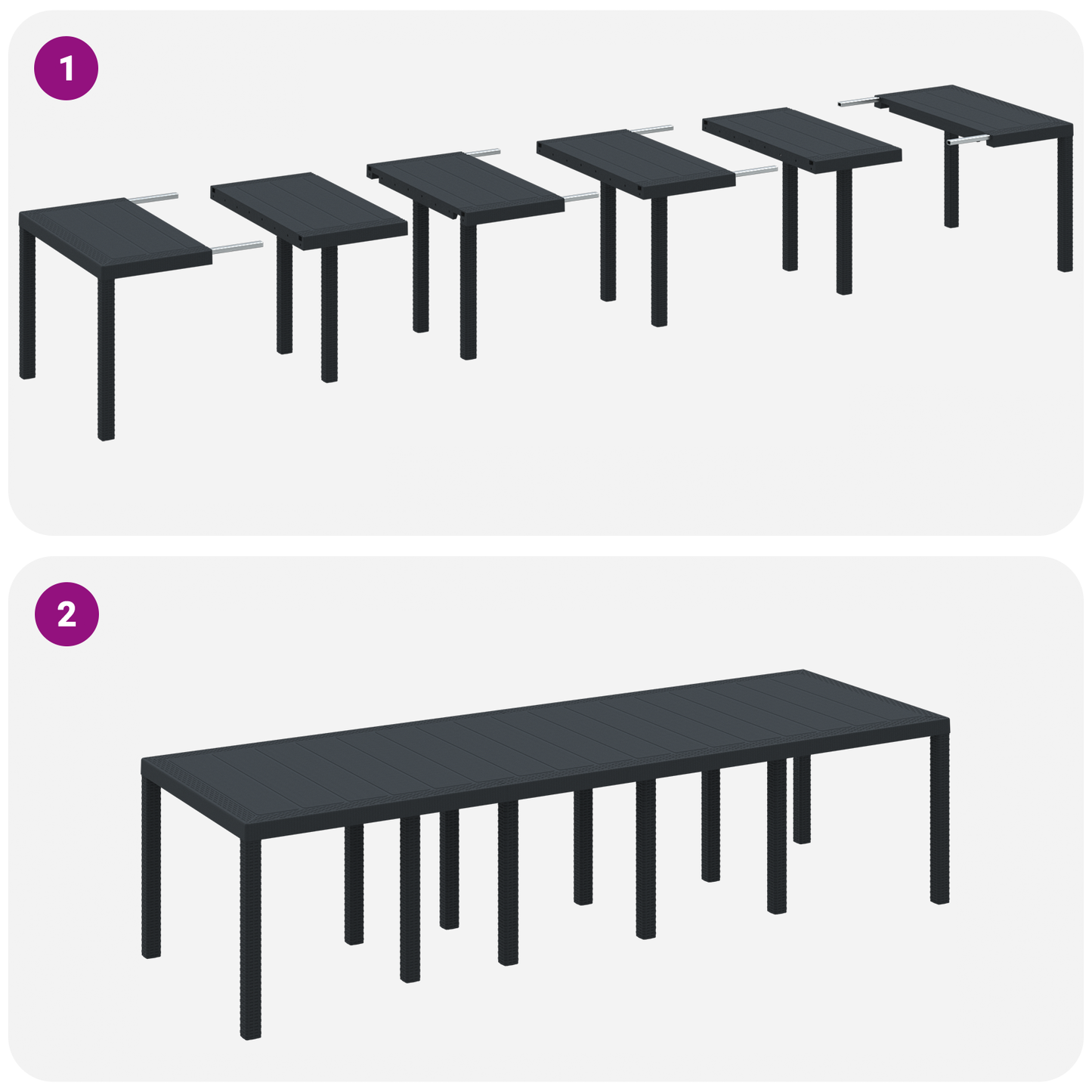 Garden Table Anthracite 300x100x73 cm Poly Rattan
