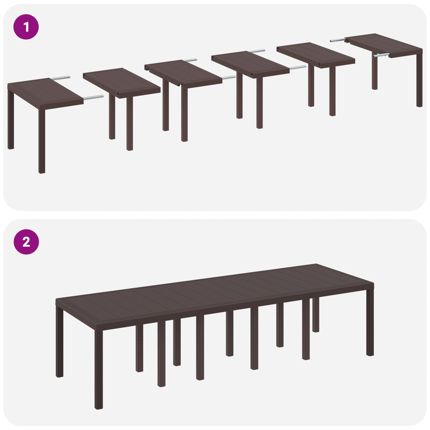 Garden Table Brown 300x100x73 cm Poly Rattan