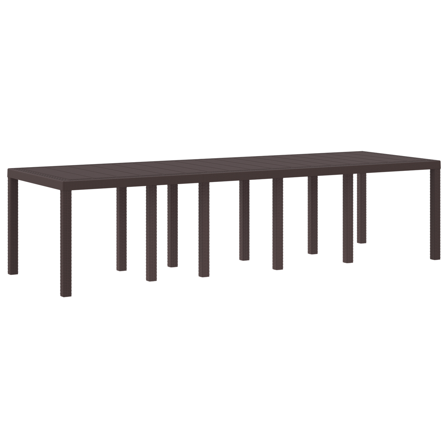 Garden Table Brown 300x100x73 cm Poly Rattan