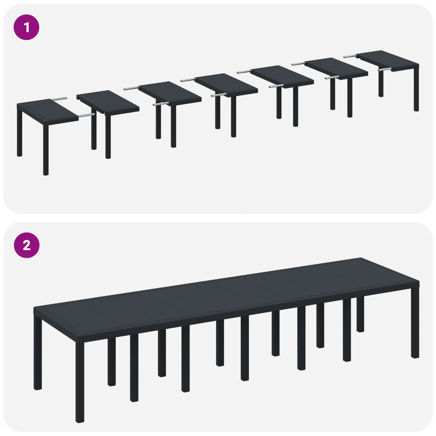 Garden Table Anthracite 350x100x73 cm Poly Rattan