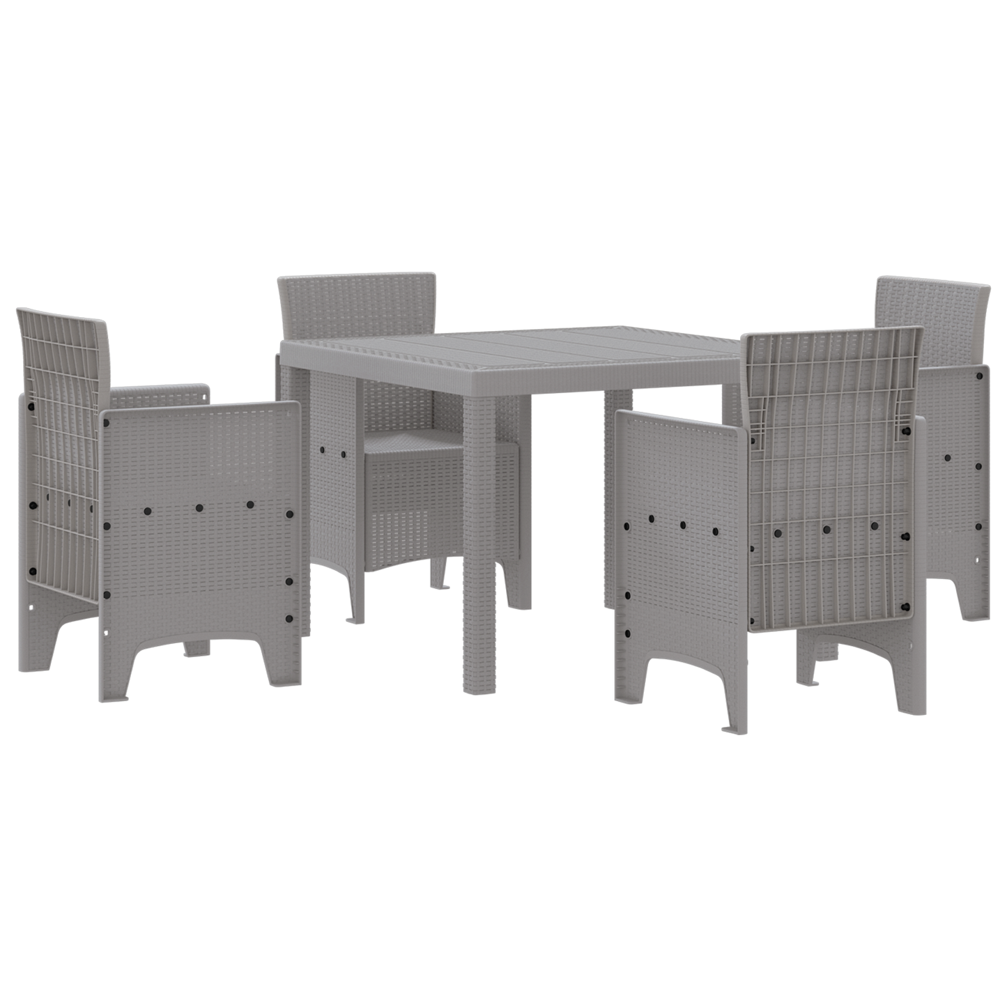 5 Piece Garden Dining Set Light Grey Poly Rattan