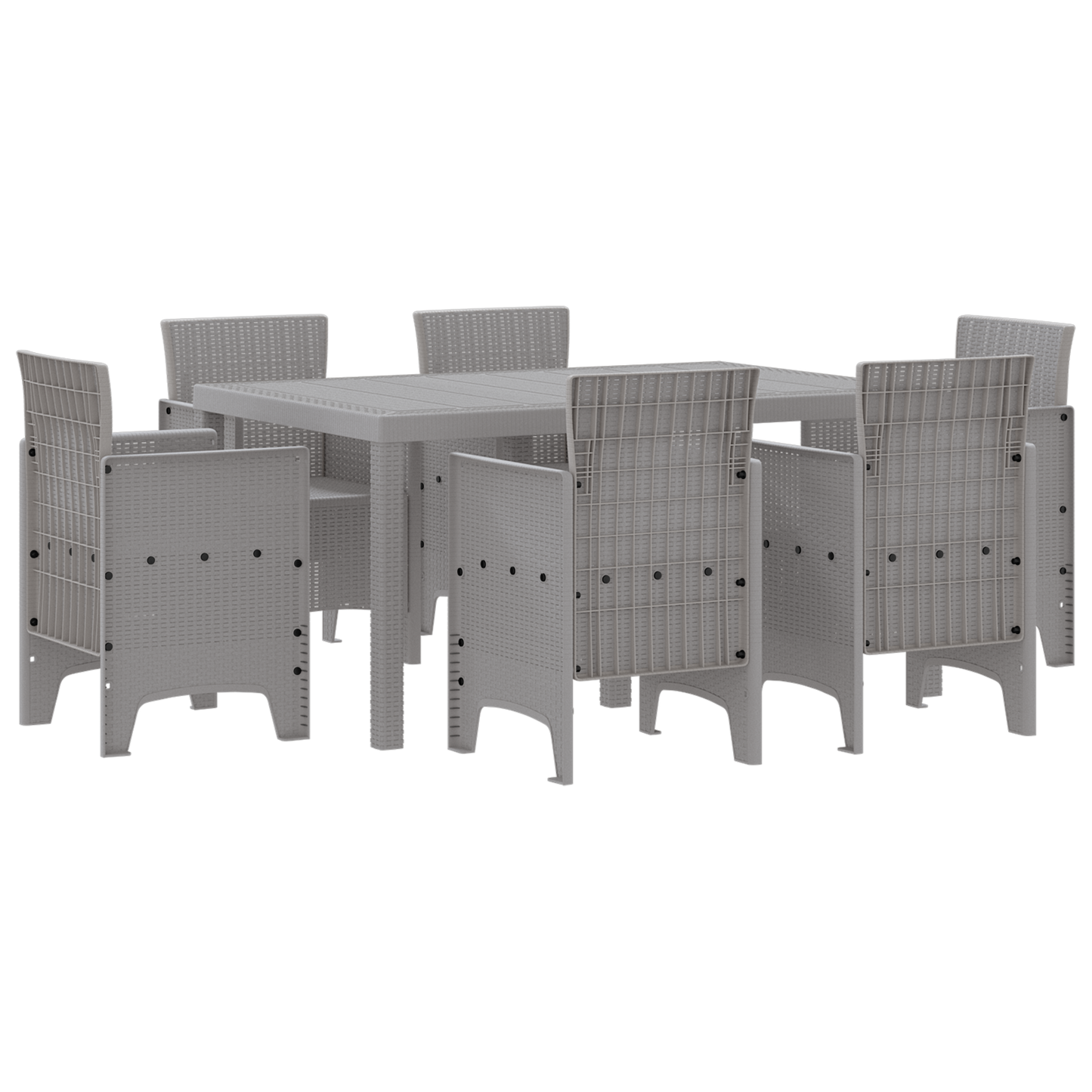 7 Piece Garden Dining Set Light Grey Poly Rattan