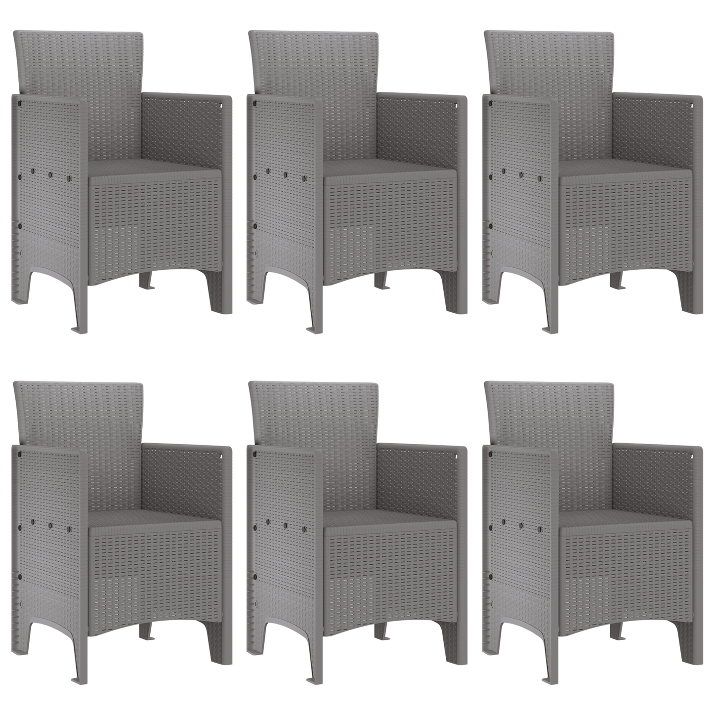 7 Piece Garden Dining Set Light Grey Poly Rattan