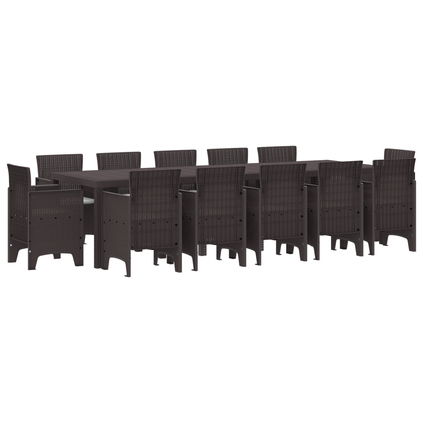 13 Piece Garden Dining Set with Cushions Brown Poly Rattan