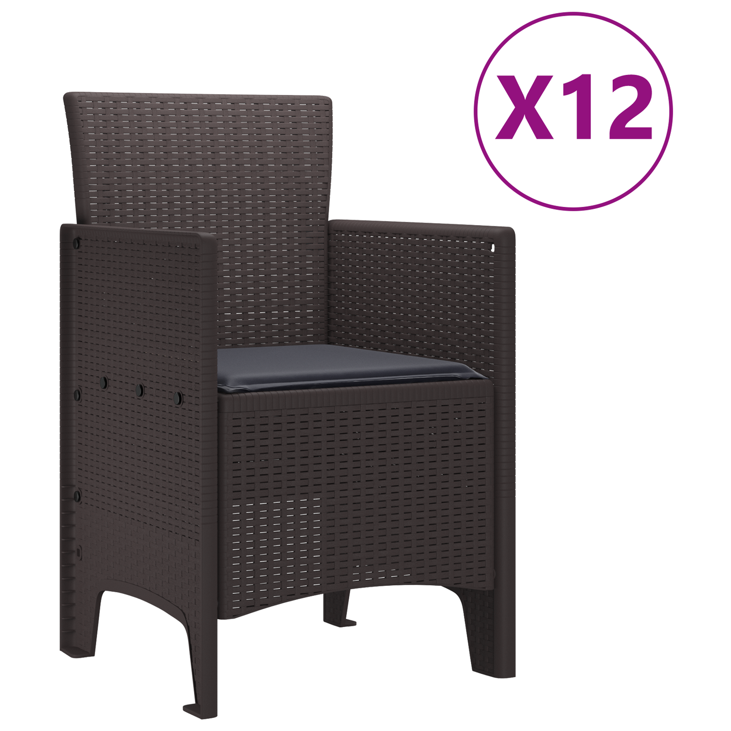 13 Piece Garden Dining Set with Cushions Brown Poly Rattan