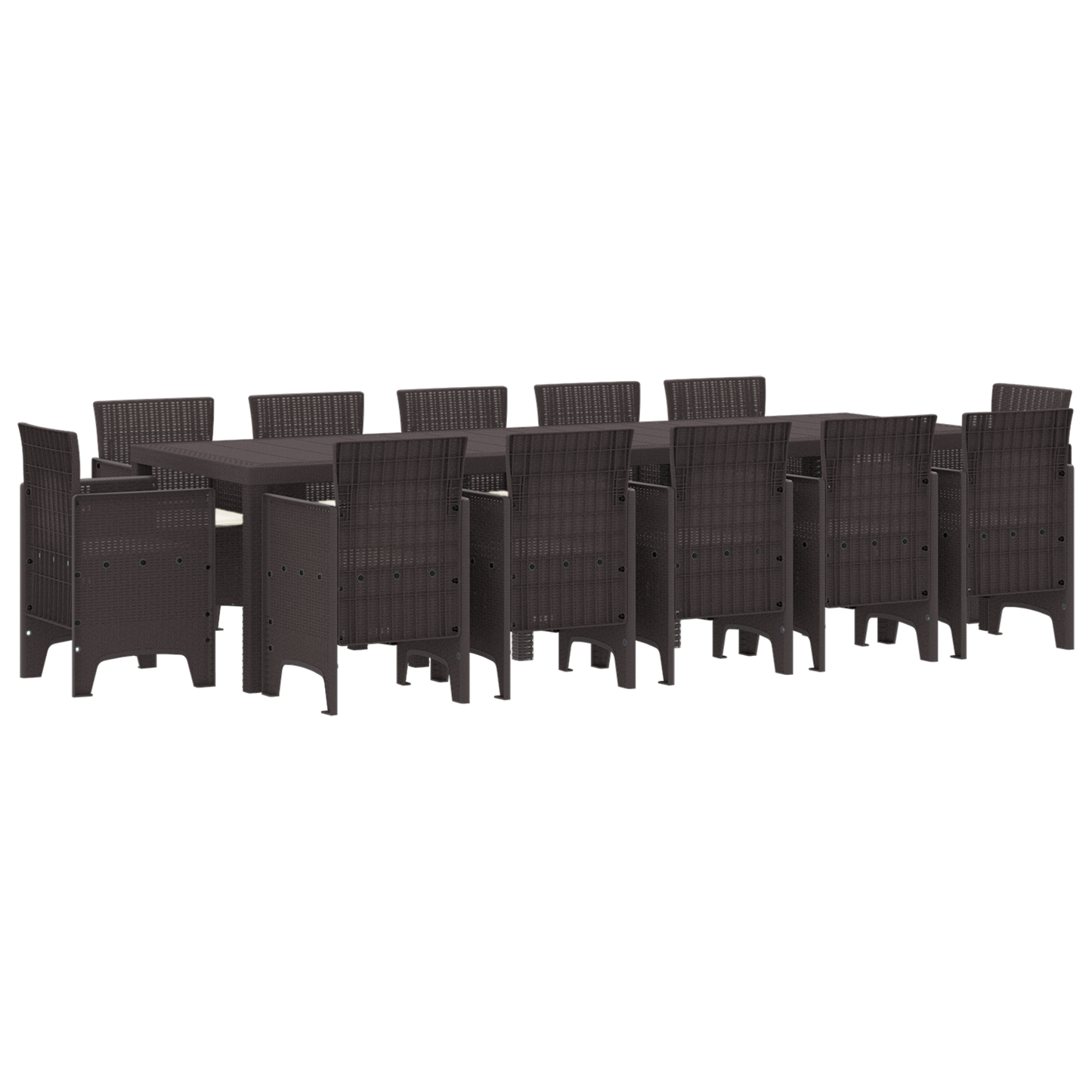 13 Piece Garden Dining Set with Cushions Brown Poly Rattan