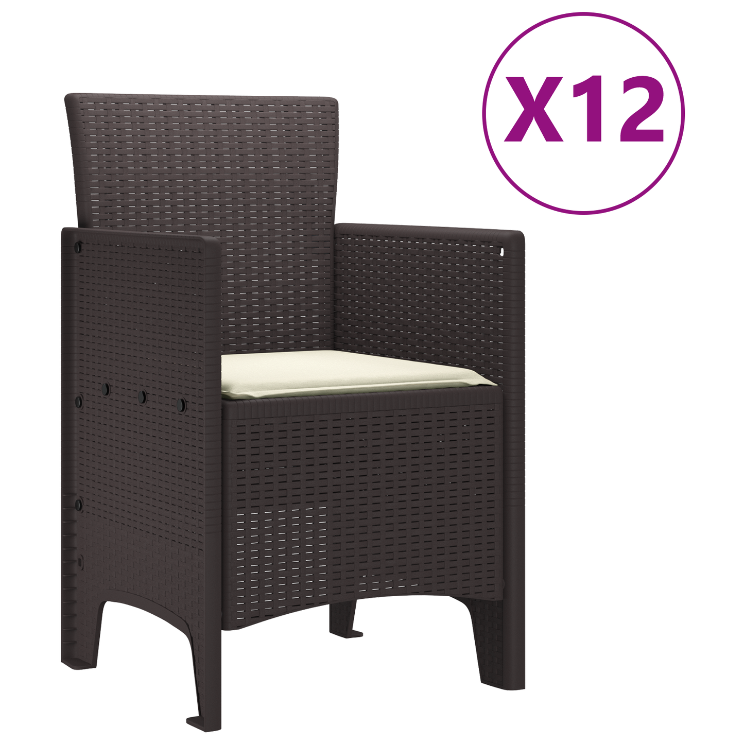 13 Piece Garden Dining Set with Cushions Brown Poly Rattan