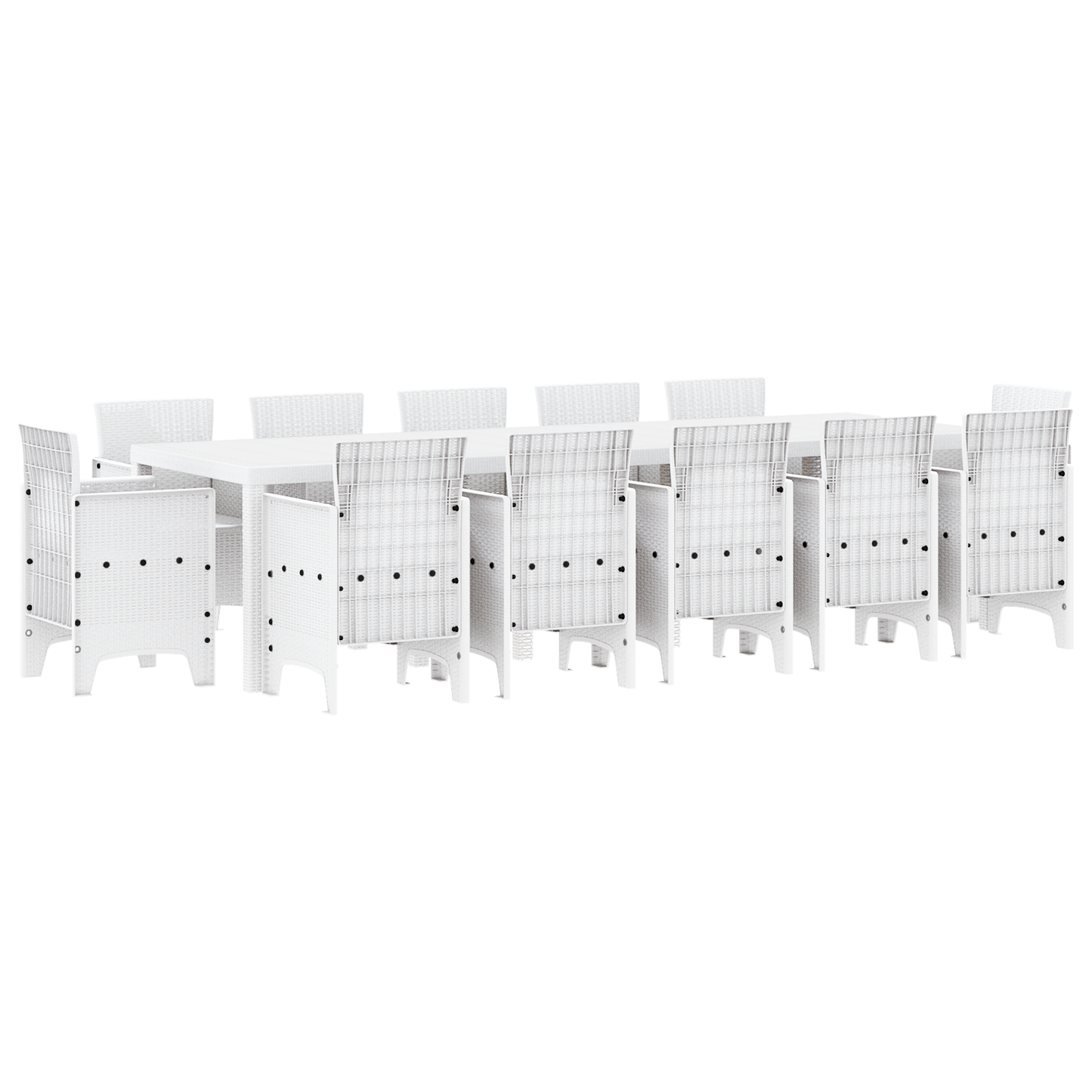 13 Piece Garden Dining Set White Poly Rattan
