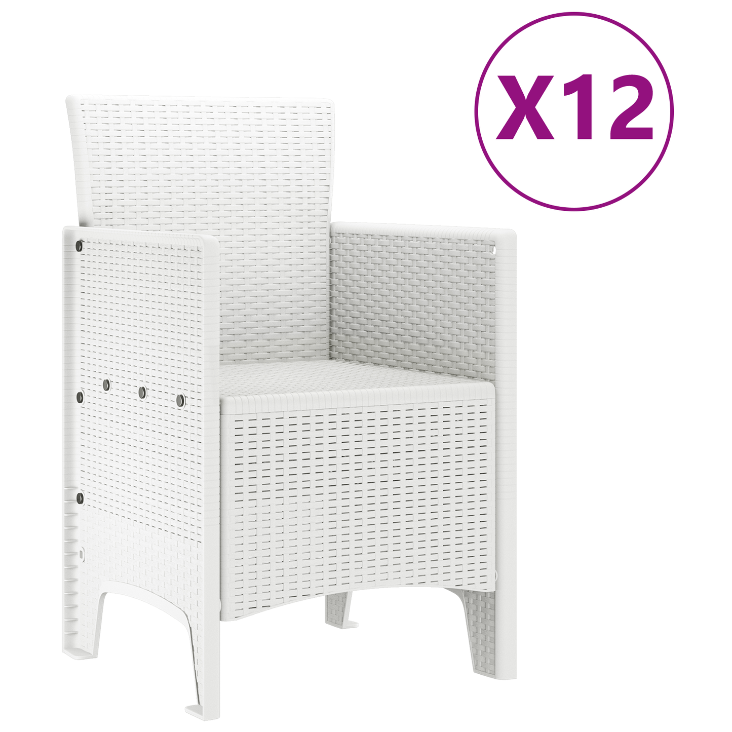 13 Piece Garden Dining Set White Poly Rattan
