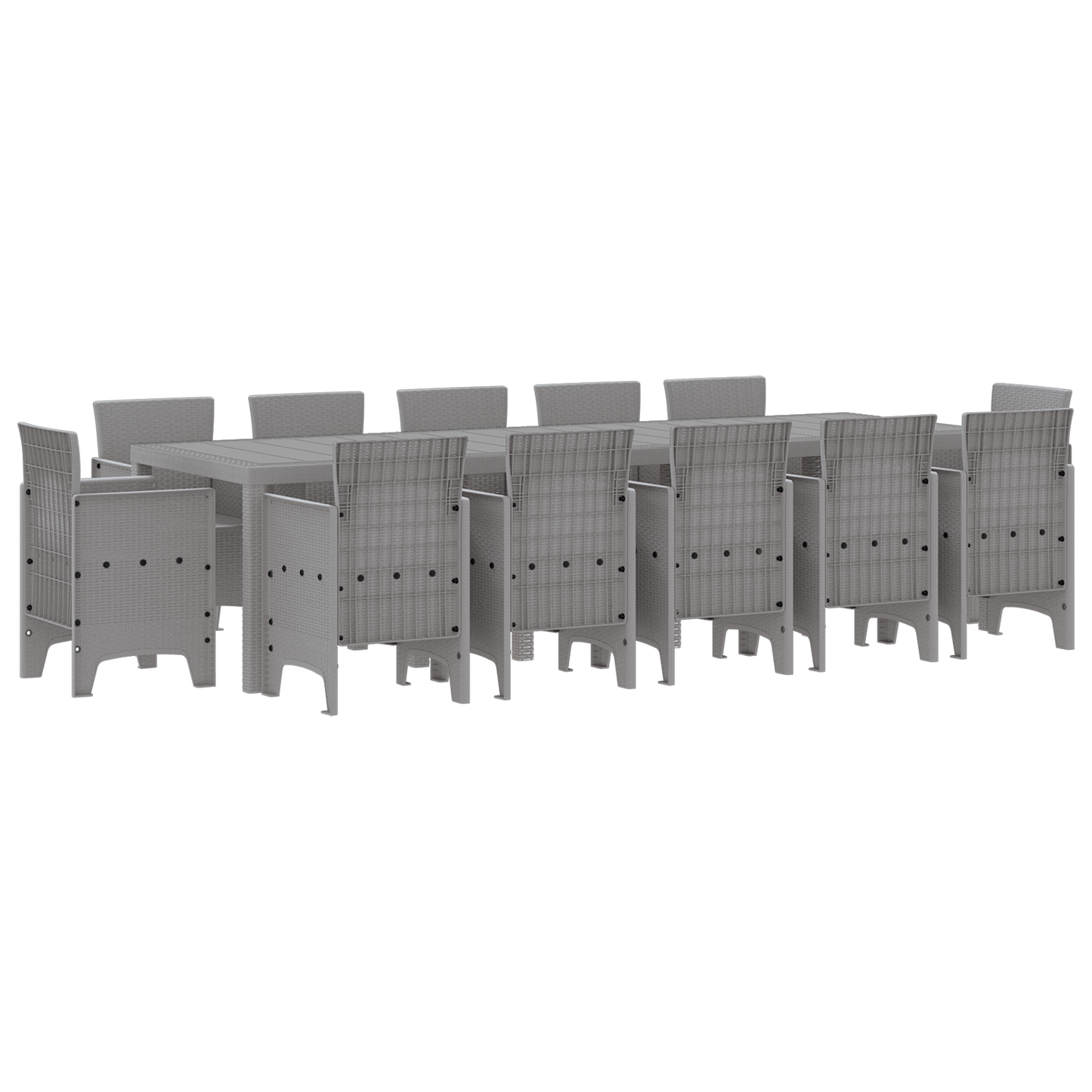 13 Piece Garden Dining Set Light Grey Poly Rattan