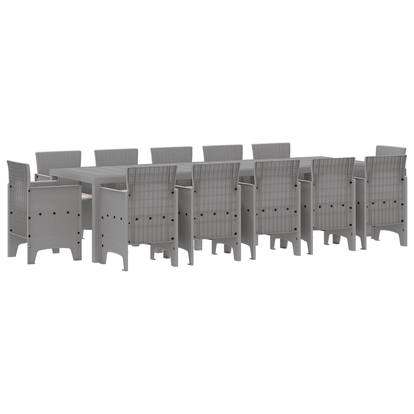 13 Piece Garden Dining Set with Cushions Light Grey Poly Rattan