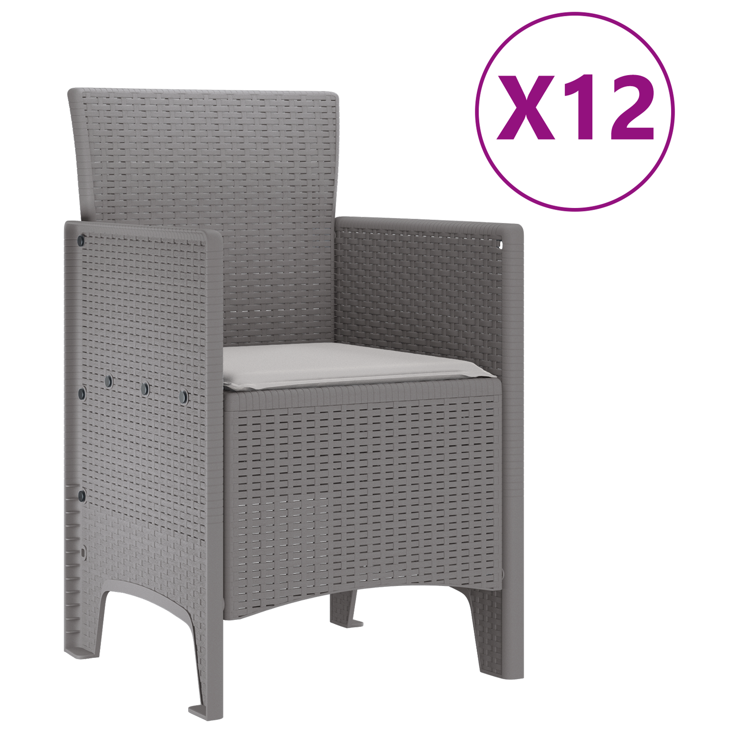 13 Piece Garden Dining Set with Cushions Light Grey Poly Rattan