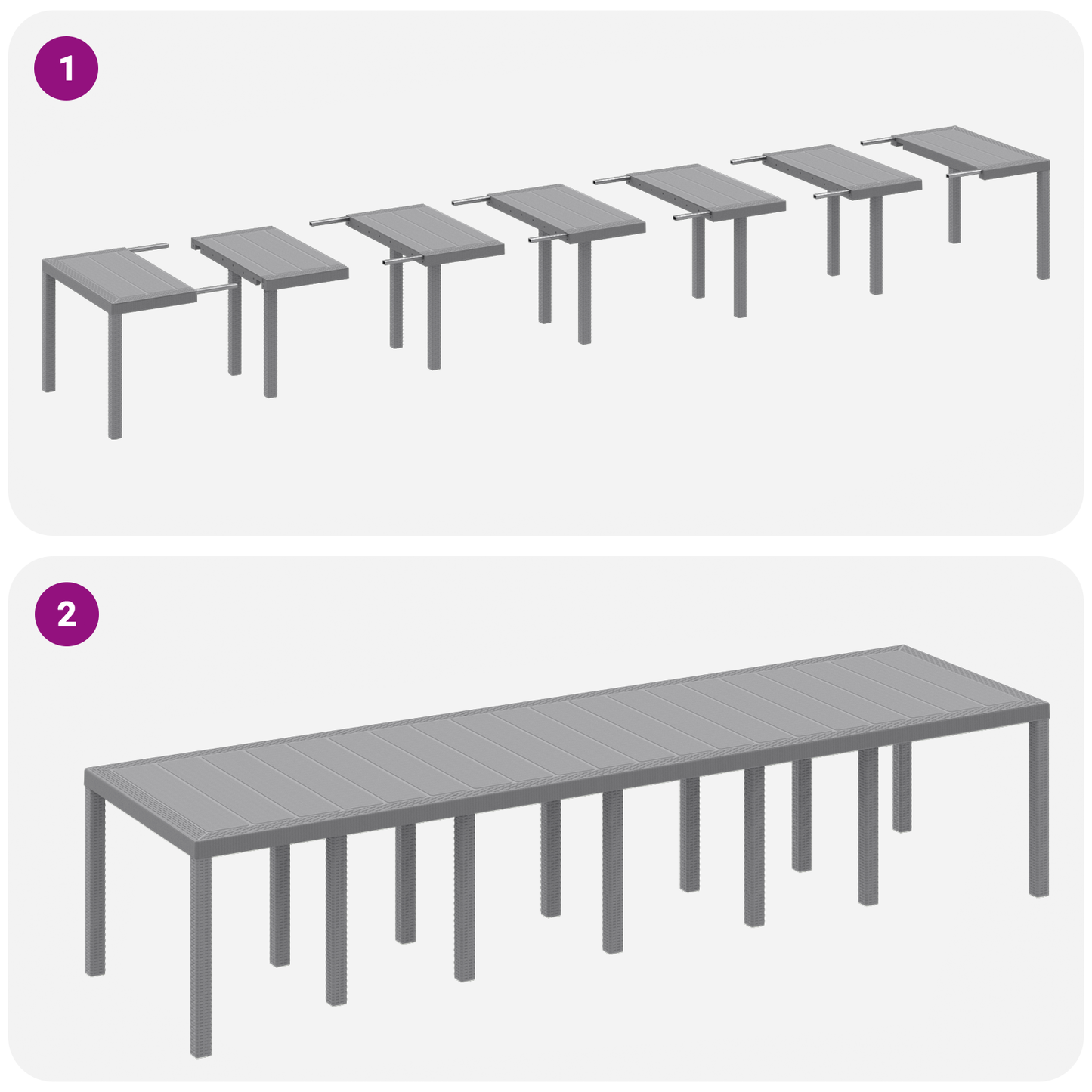 15 Piece Garden Dining Set Light Grey Poly Rattan