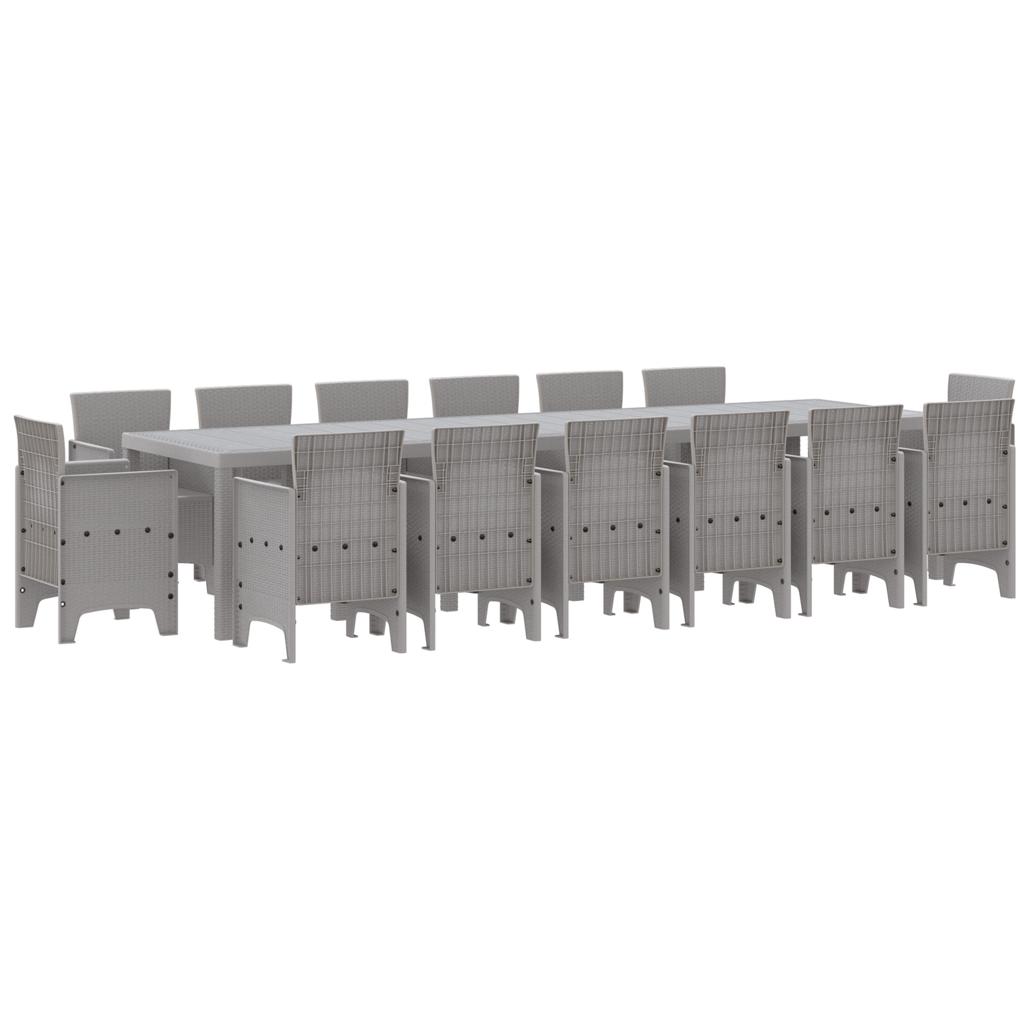 15 Piece Garden Dining Set Light Grey Poly Rattan
