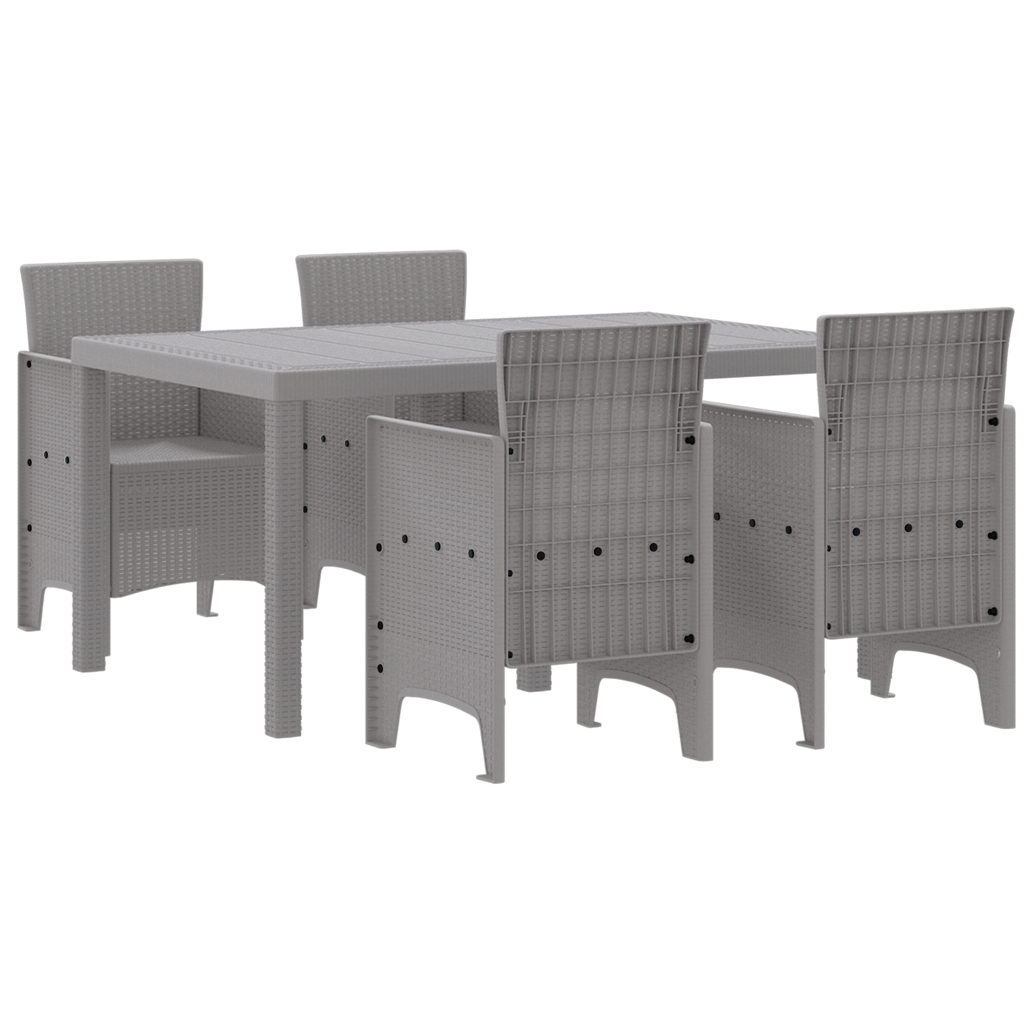 5 Piece Garden Dining Set Light Grey Poly Rattan