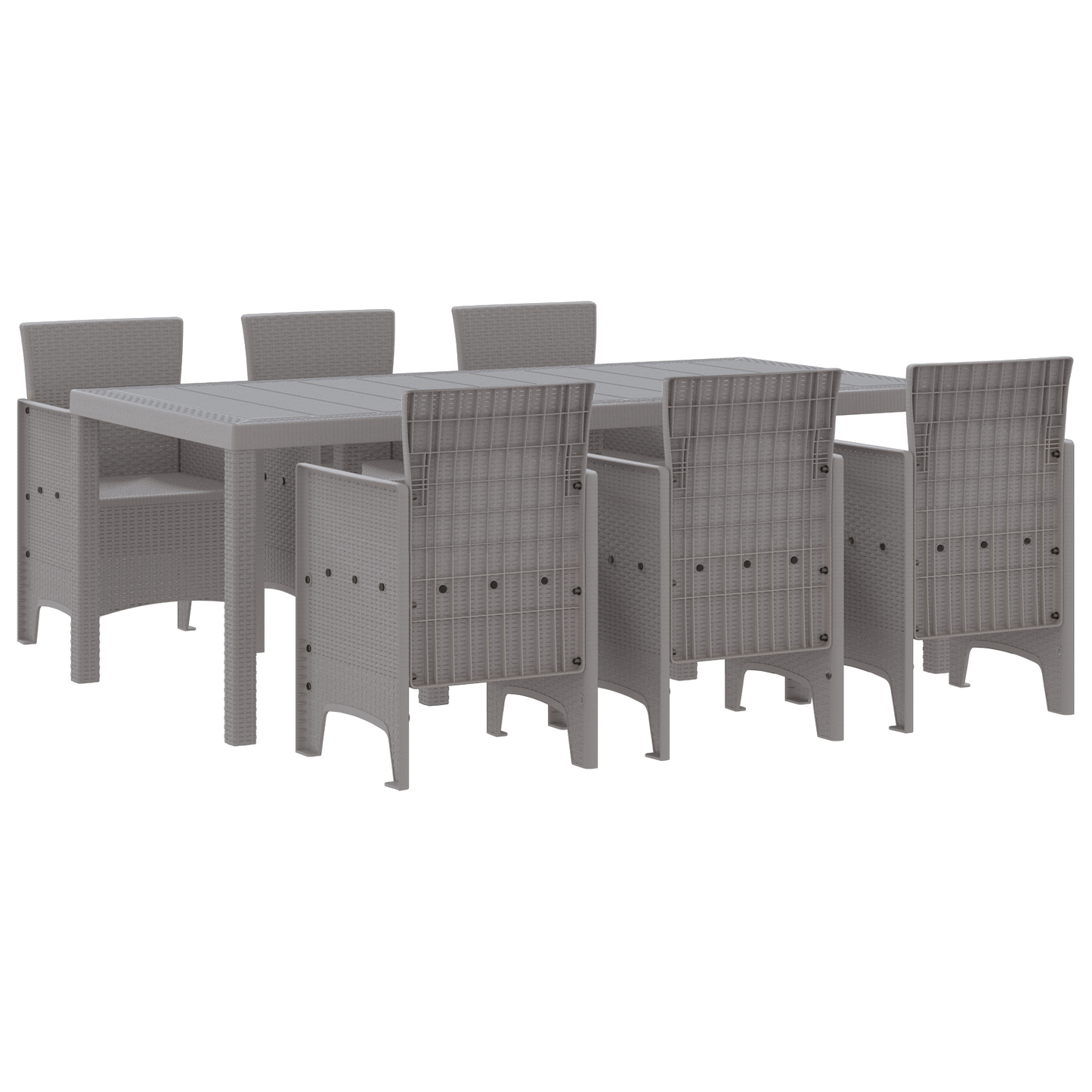 7 Piece Garden Dining Set Light Grey Poly Rattan