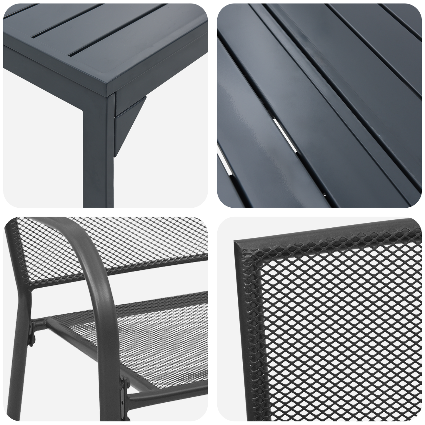 7 Piece Garden Dining Set Anthracite Steel