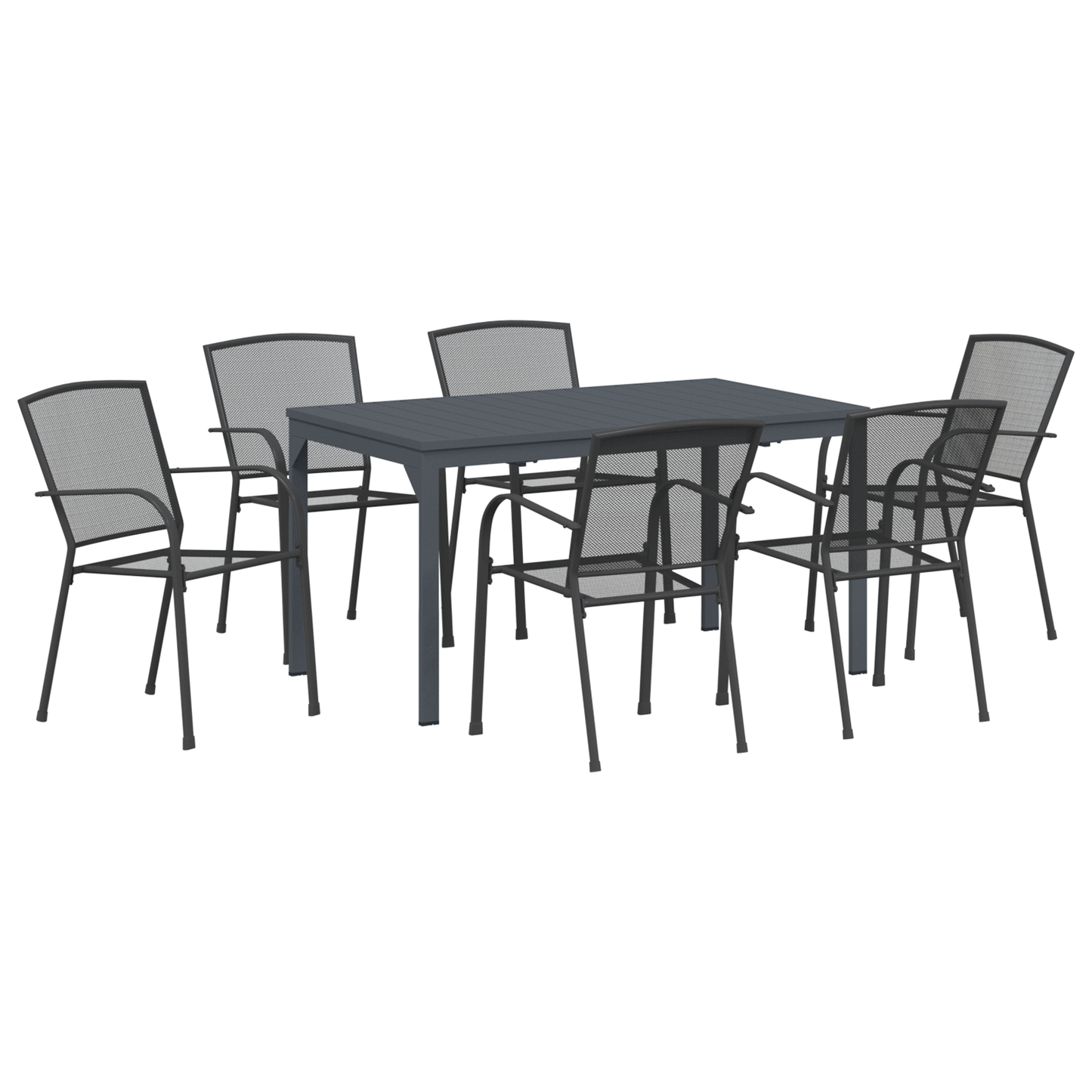 7 Piece Garden Dining Set Anthracite Steel