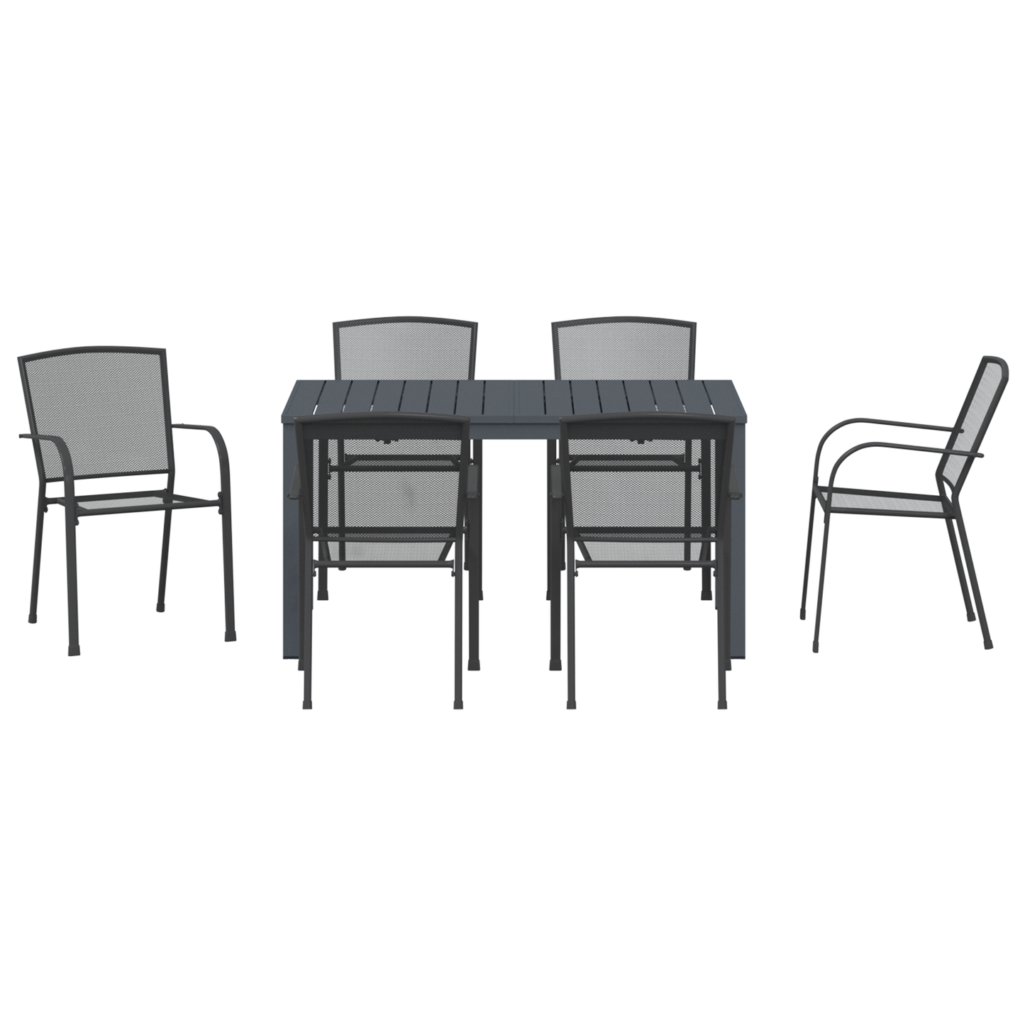 7 Piece Garden Dining Set Anthracite Steel