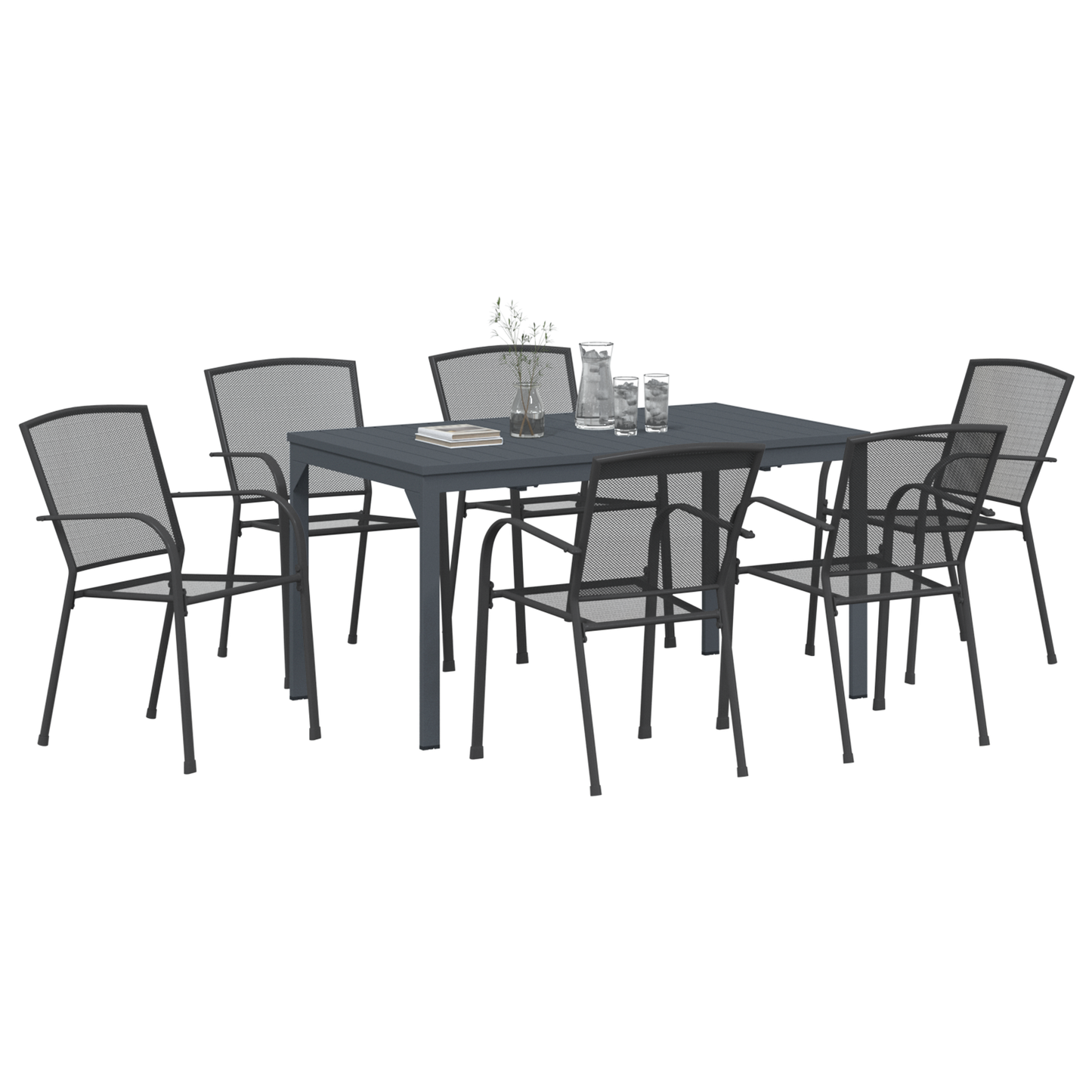 7 Piece Garden Dining Set Anthracite Steel