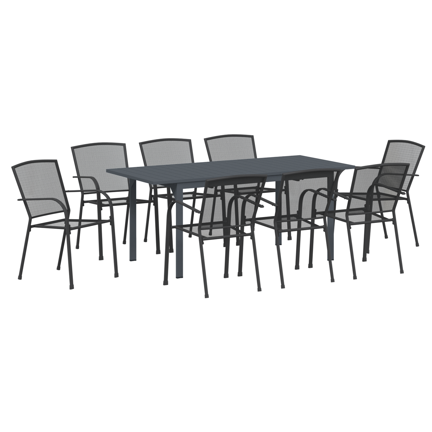 9 Piece Garden Dining Set Anthracite Steel