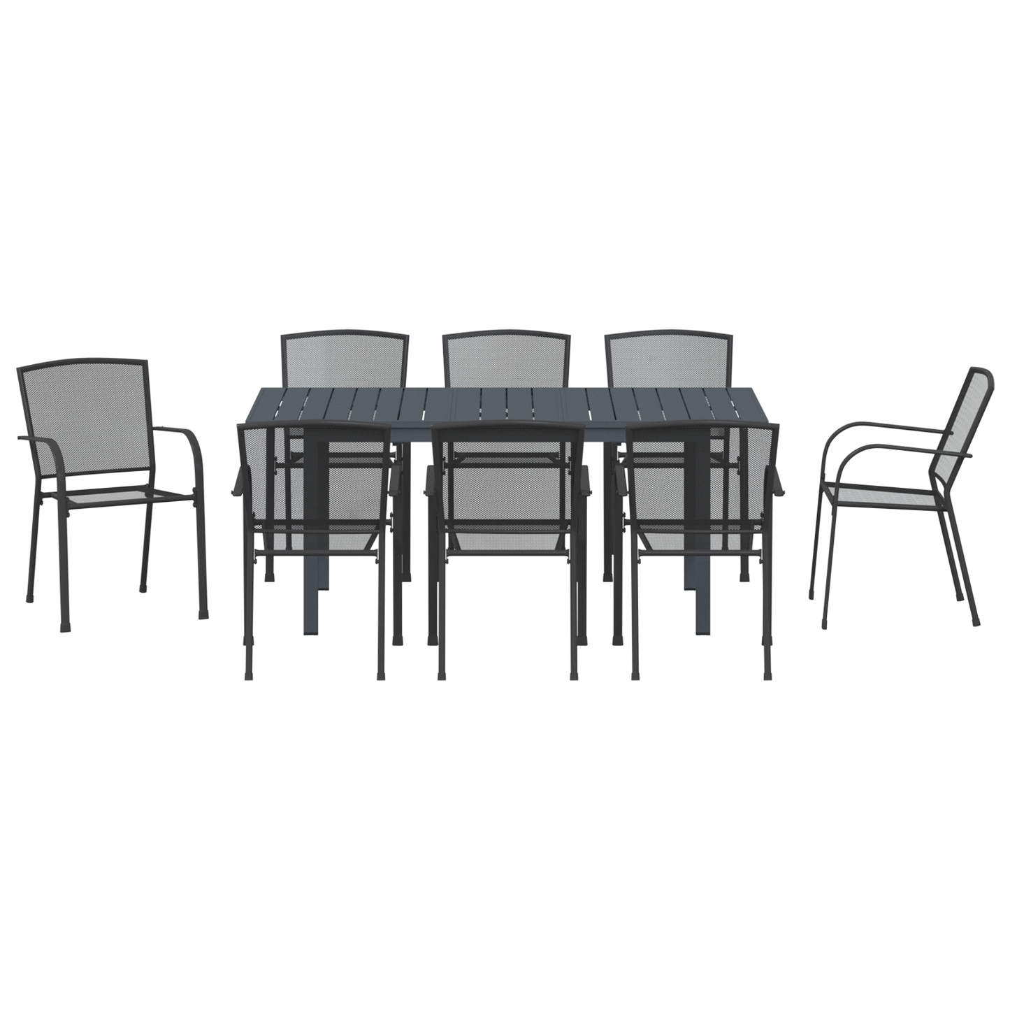 9 Piece Garden Dining Set Anthracite Steel