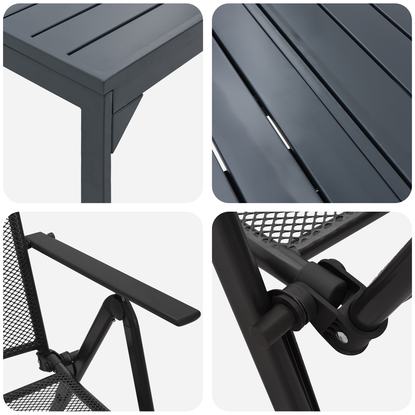 7 Piece Garden Dining Set in Anthracite Steel