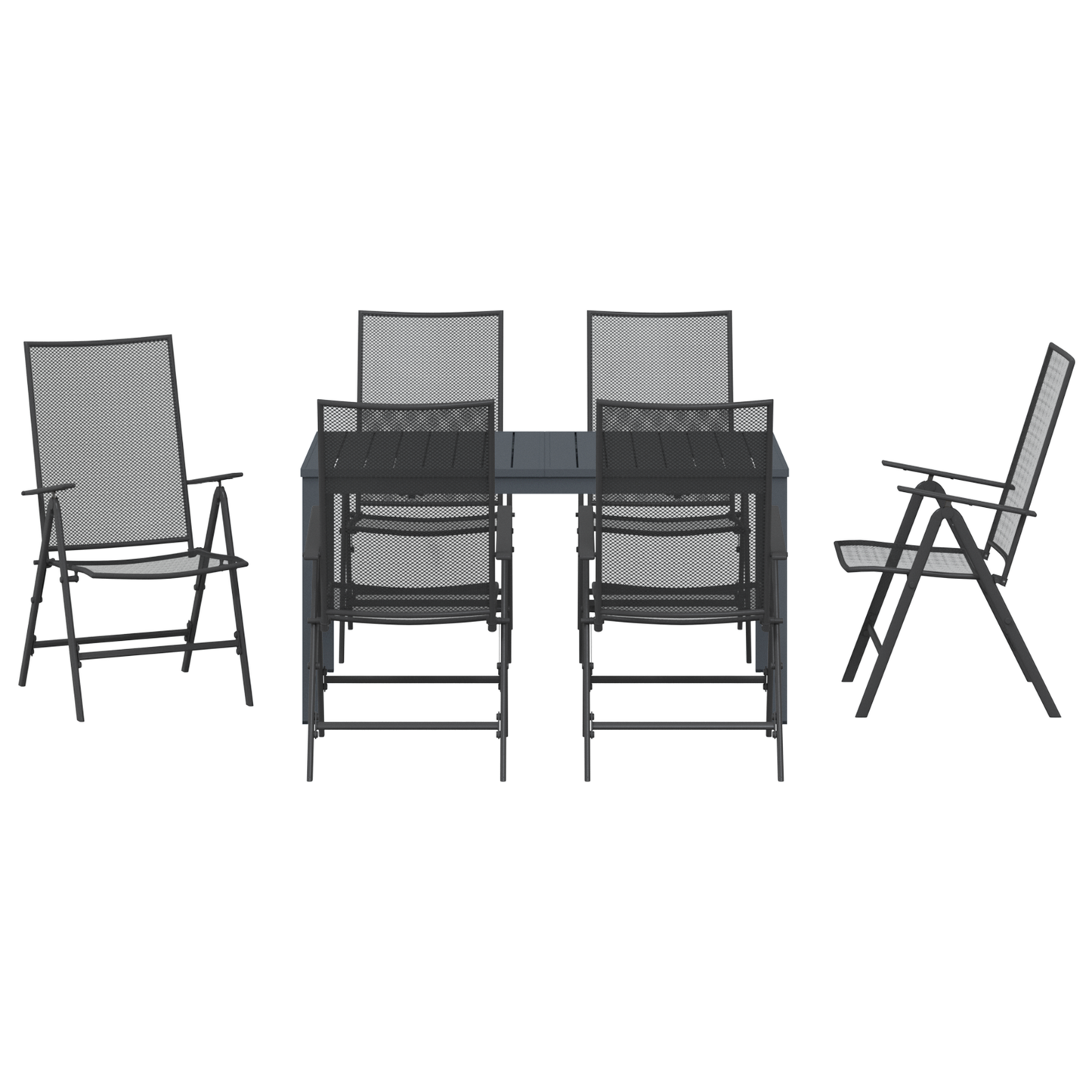 7 Piece Garden Dining Set in Anthracite Steel