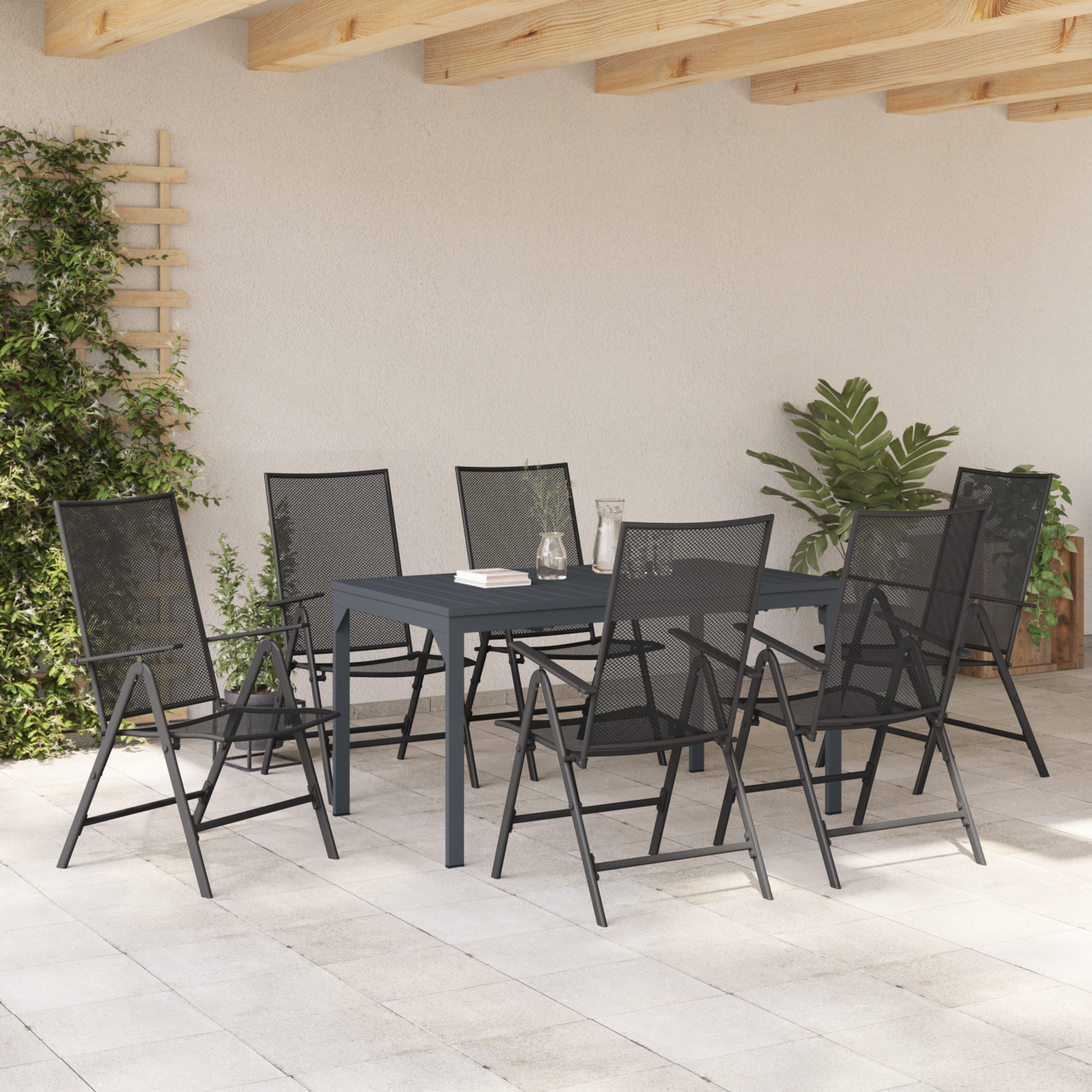 7 Piece Garden Dining Set in Anthracite Steel