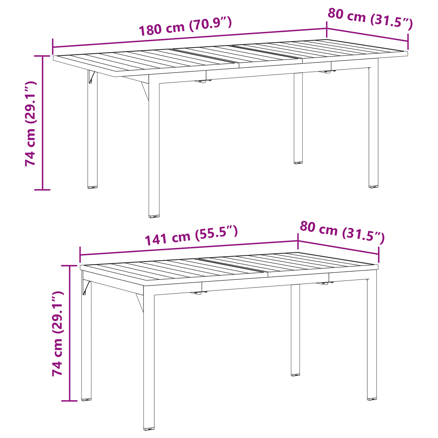 7 Piece Garden Dining Set in Anthracite Steel