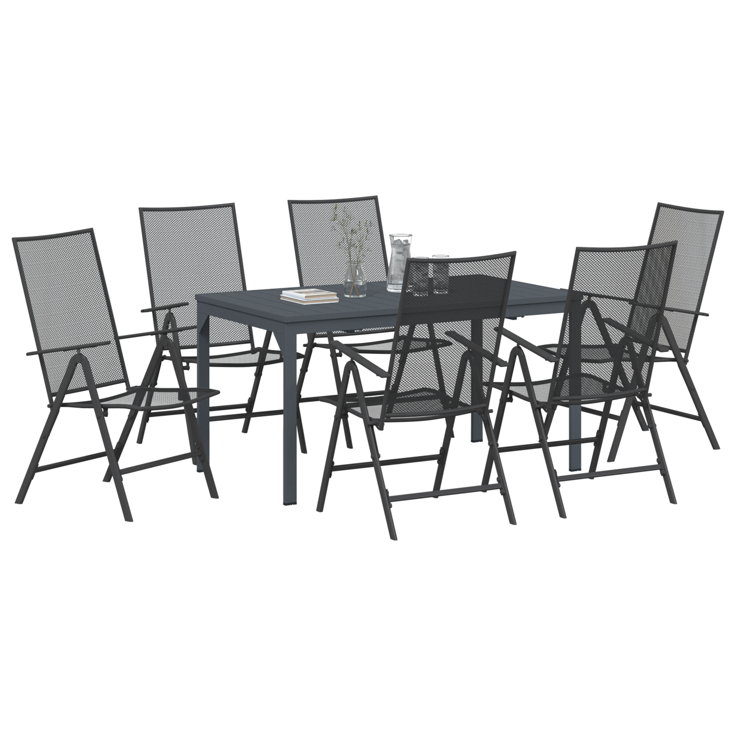 7 Piece Garden Dining Set in Anthracite Steel