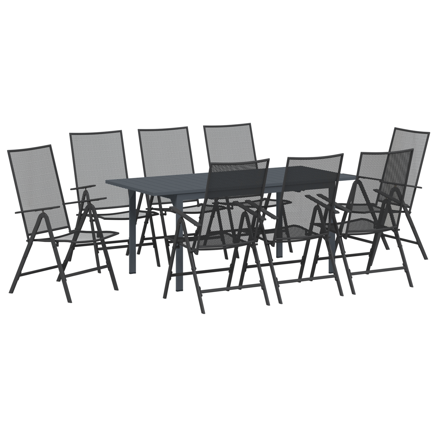 9 Piece Garden Dining Set Anthracite Steel