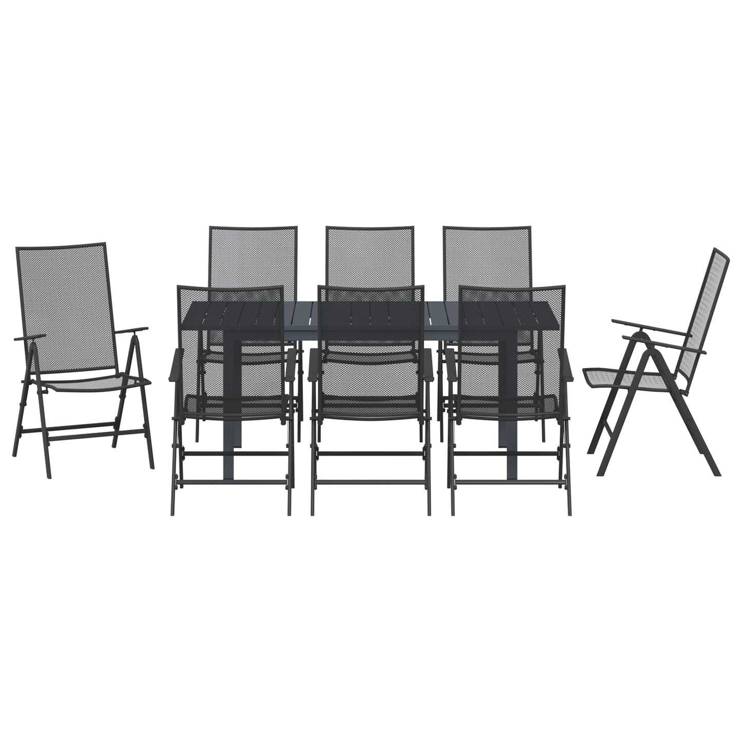 9 Piece Garden Dining Set Anthracite Steel