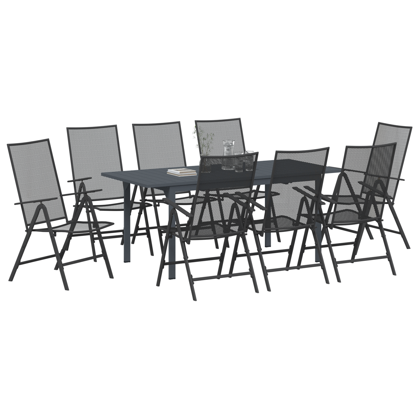 9 Piece Garden Dining Set Anthracite Steel
