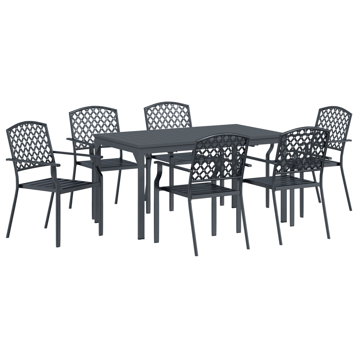 7 Piece Garden Dining Set Anthracite Steel