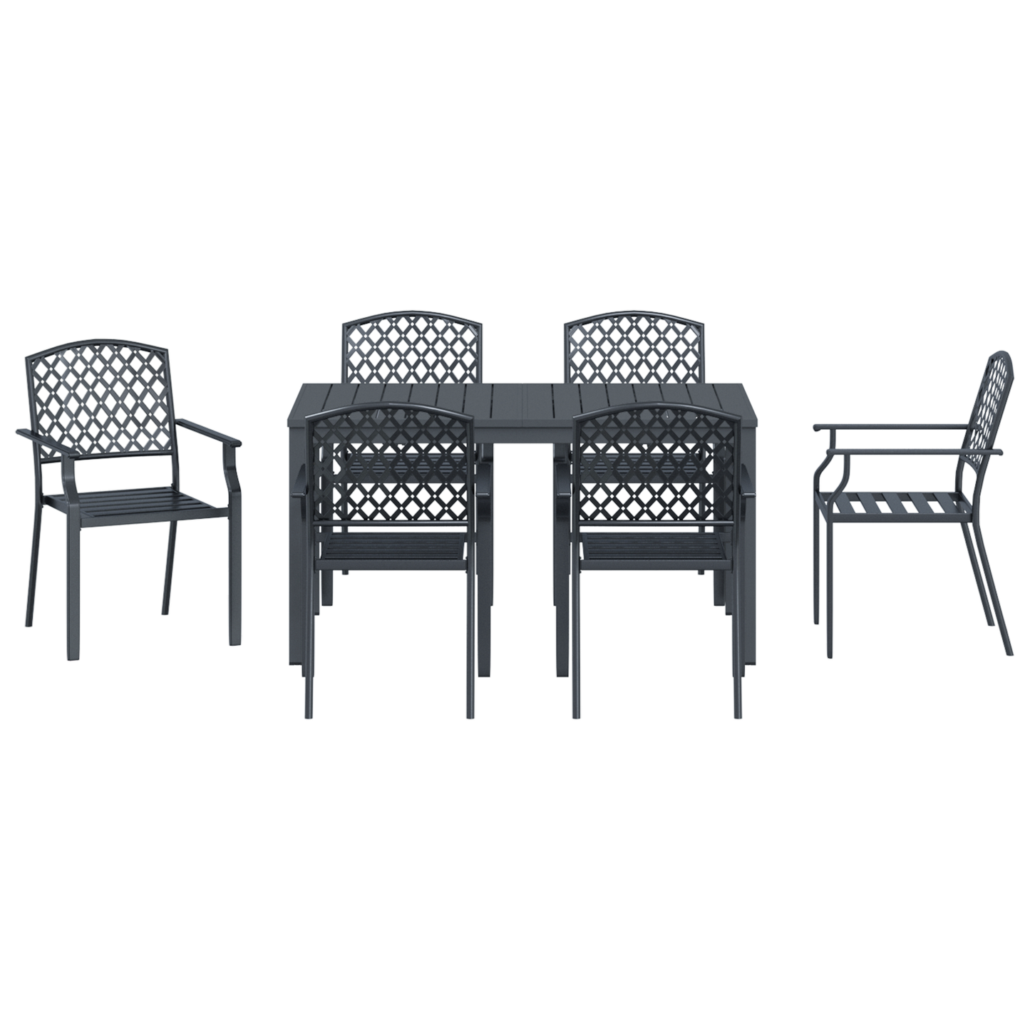 7 Piece Garden Dining Set Anthracite Steel