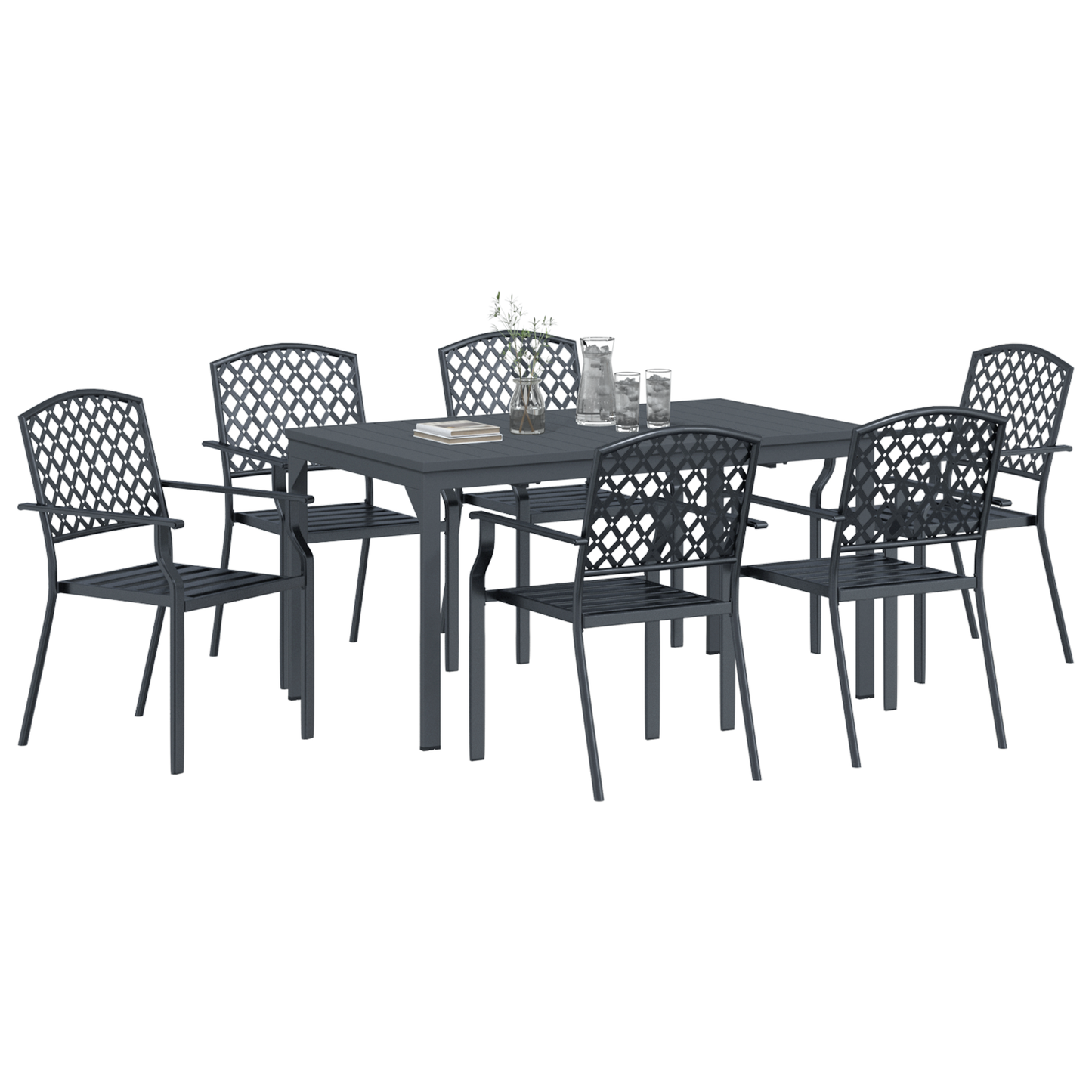 7 Piece Garden Dining Set Anthracite Steel
