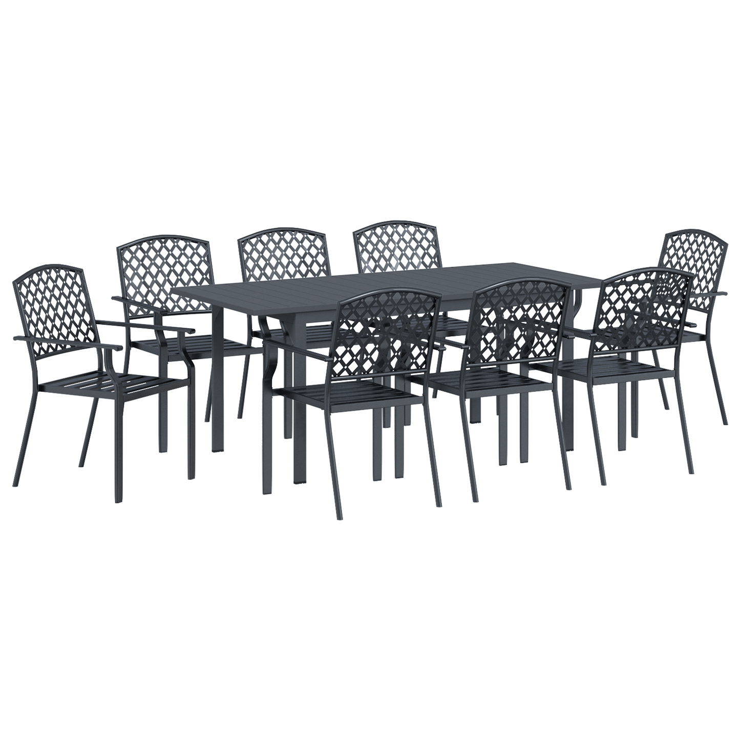 9 Piece Garden Dining Set Anthracite Steel