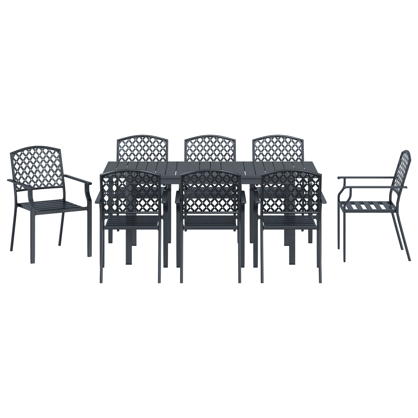 9 Piece Garden Dining Set Anthracite Steel