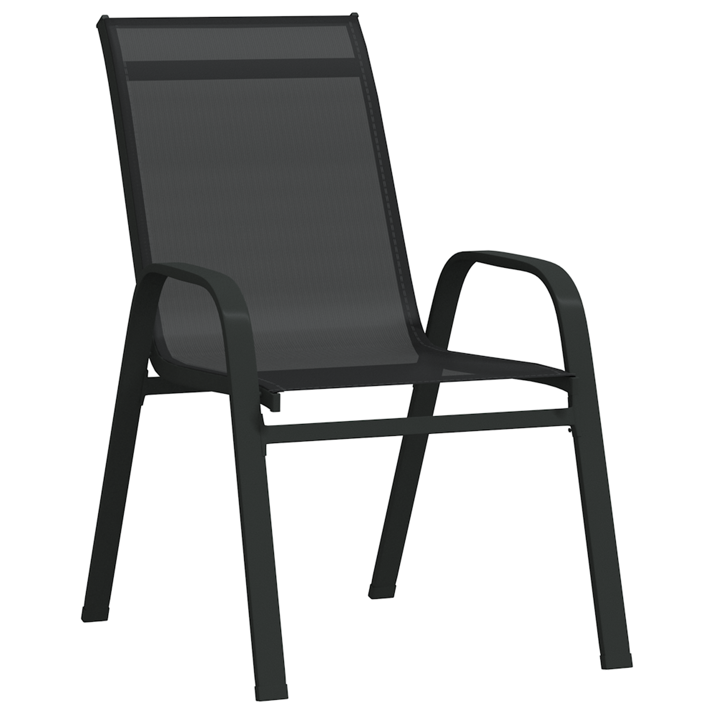 5 Piece Garden Dining Set Black Textilene and Steel
