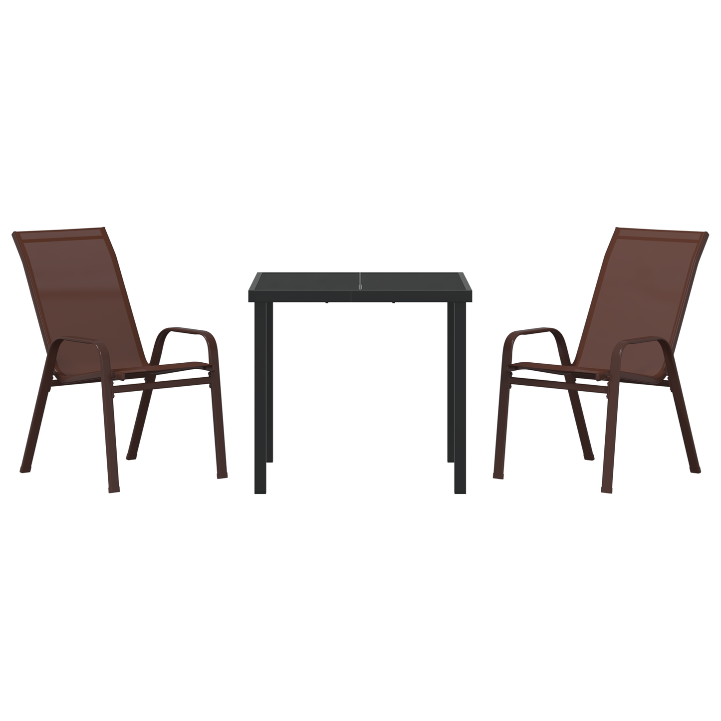 3 Piece Garden Dining Set Brown Textilene and Steel